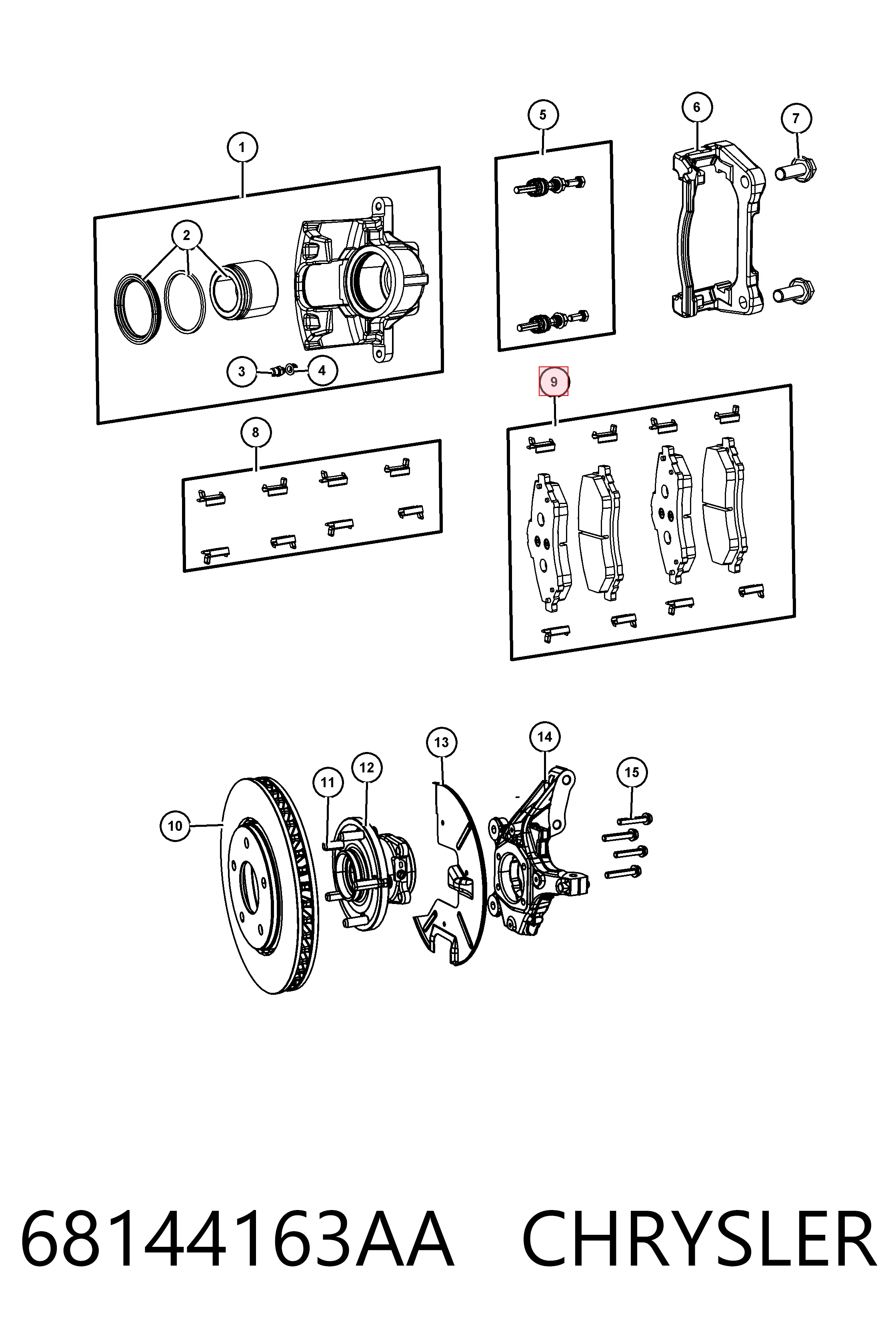68144163AA Chrysler Klocki hamulcowe przednie tarczowe