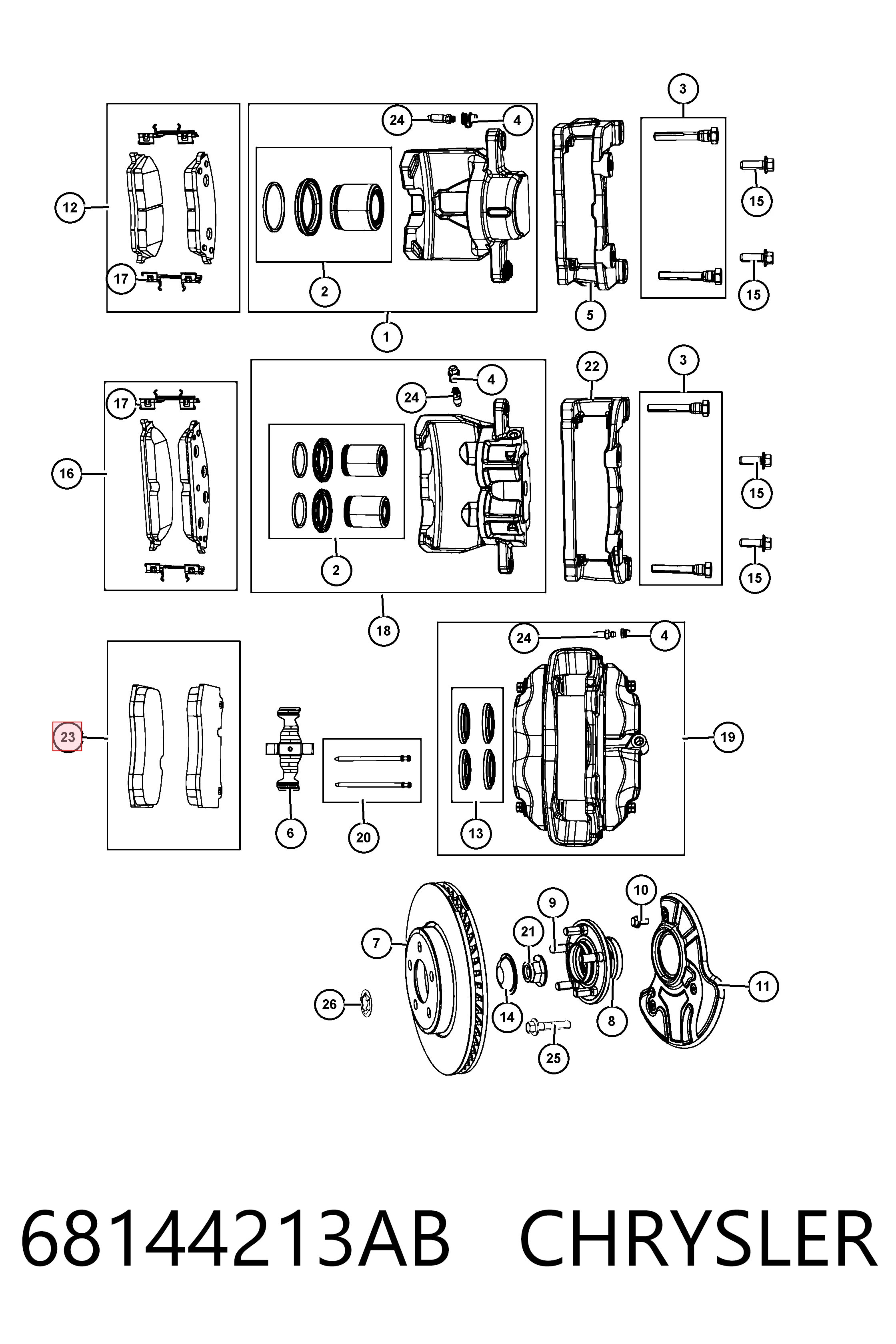 68144213AB Chrysler Klocki hamulcowe przednie tarczowe