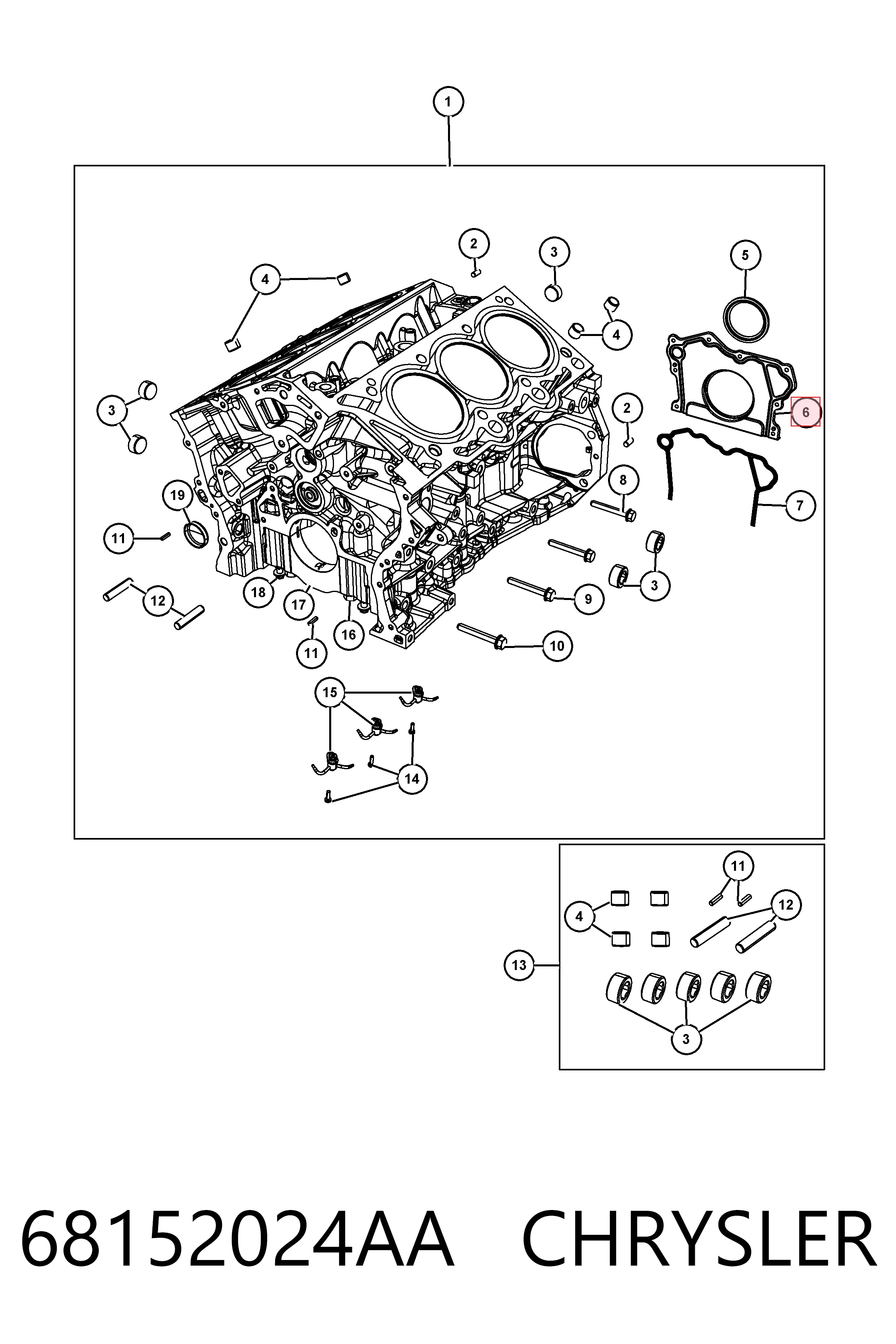 68152024AA Chrysler Uszczelniacz wału korbowego silnika tylny