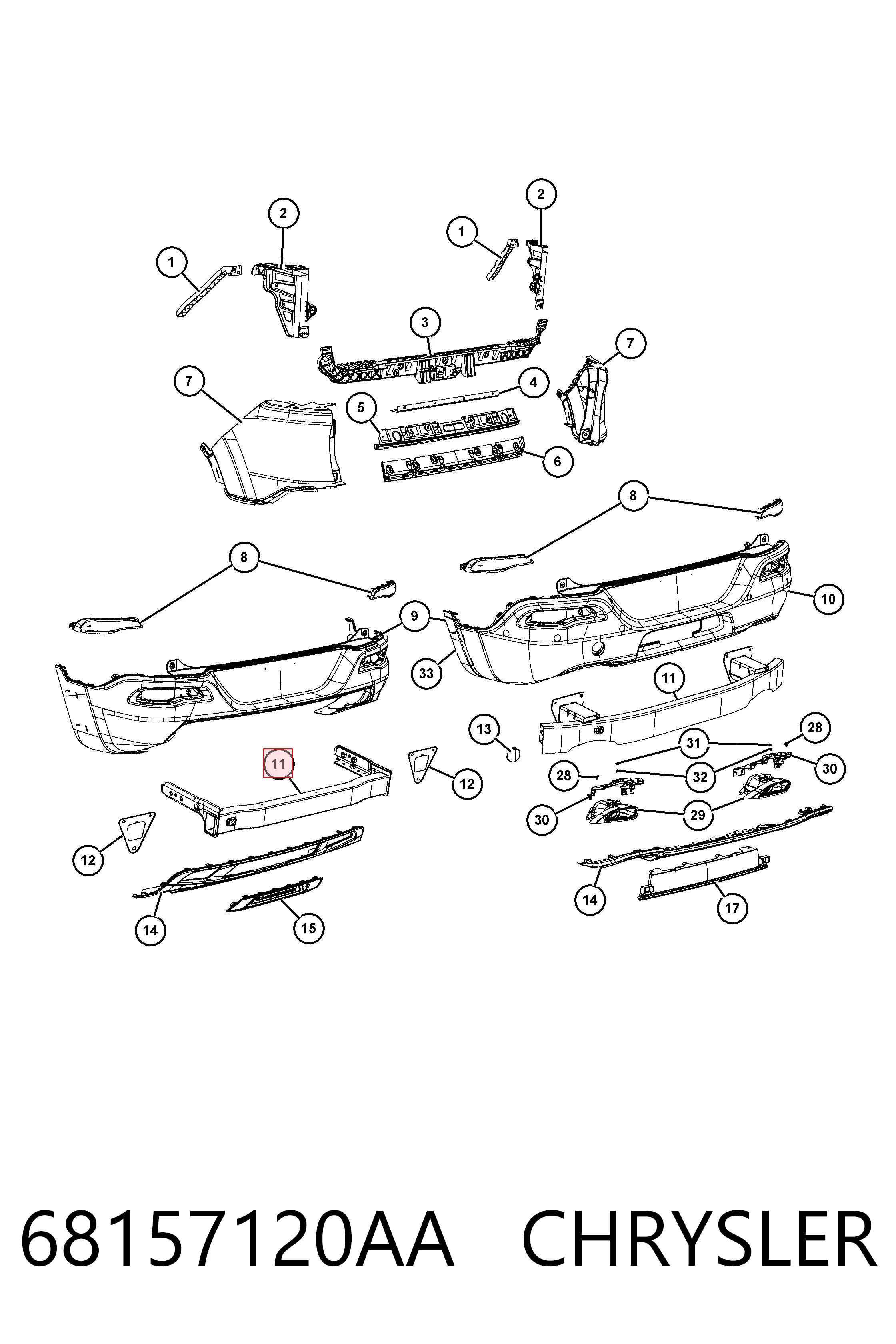 68157120AA Chrysler Wzmocnienie zderzaka tylnego