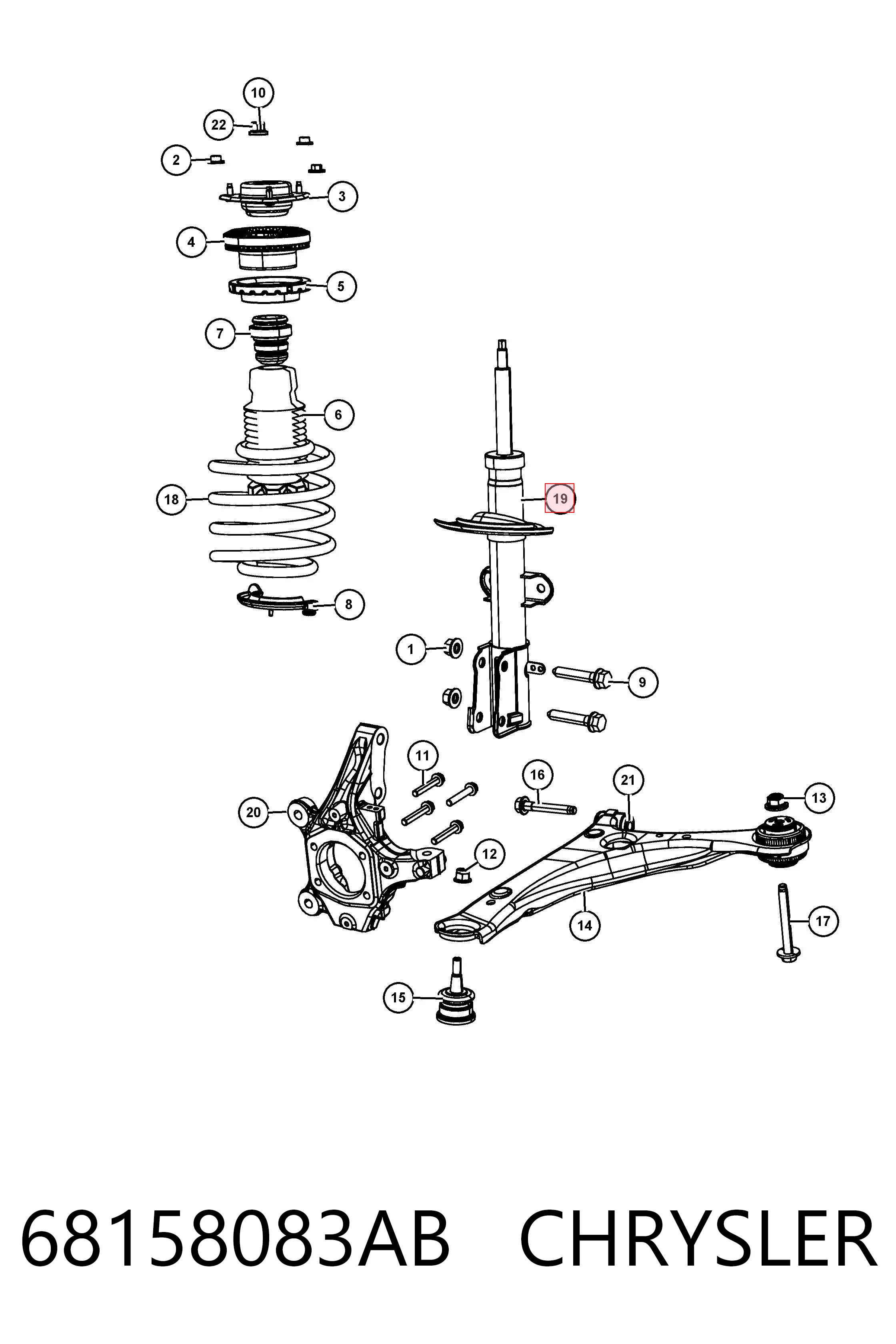 68158083AB Chrysler Amortyzator przedni