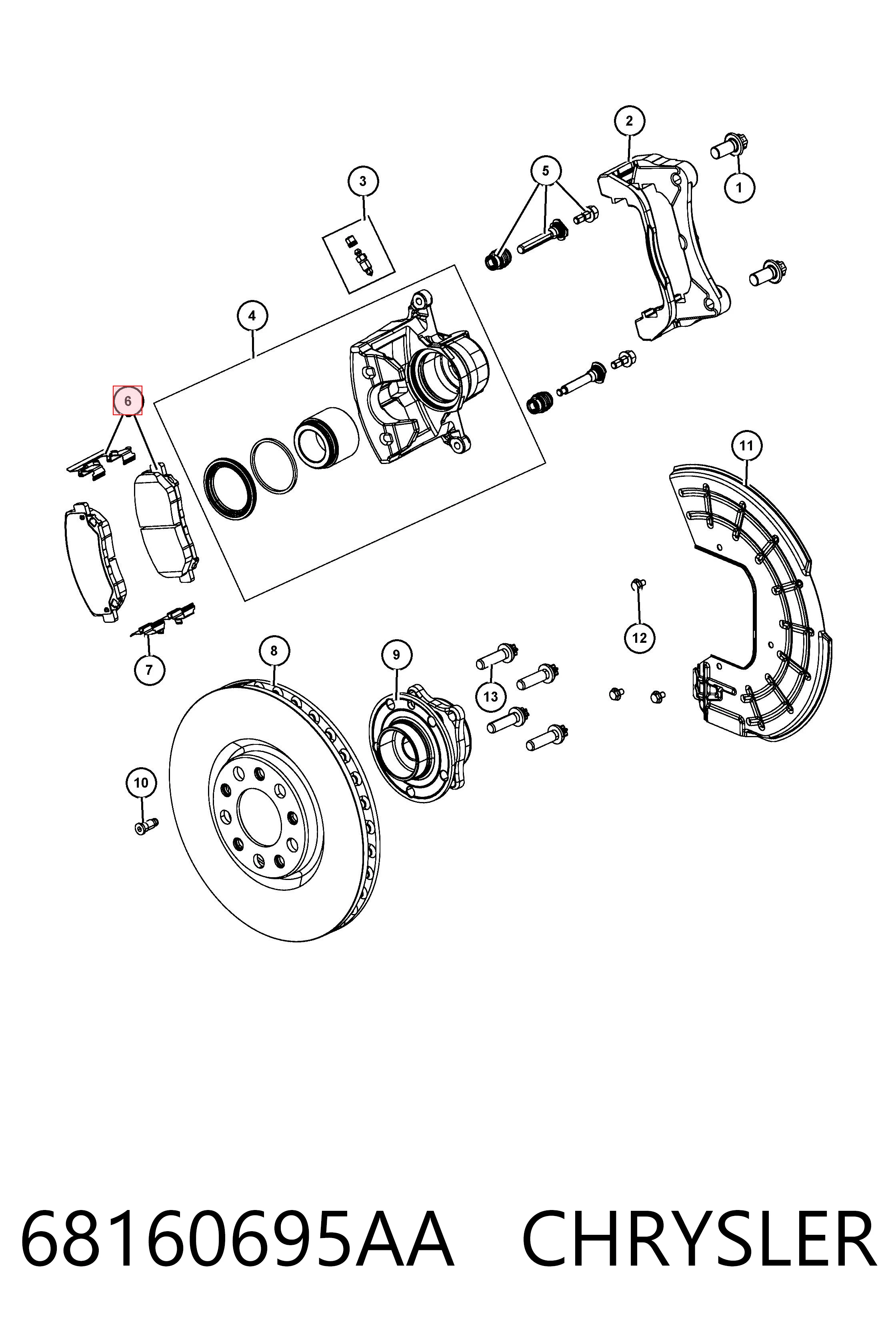68160695AA Chrysler Klocki hamulcowe przednie tarczowe