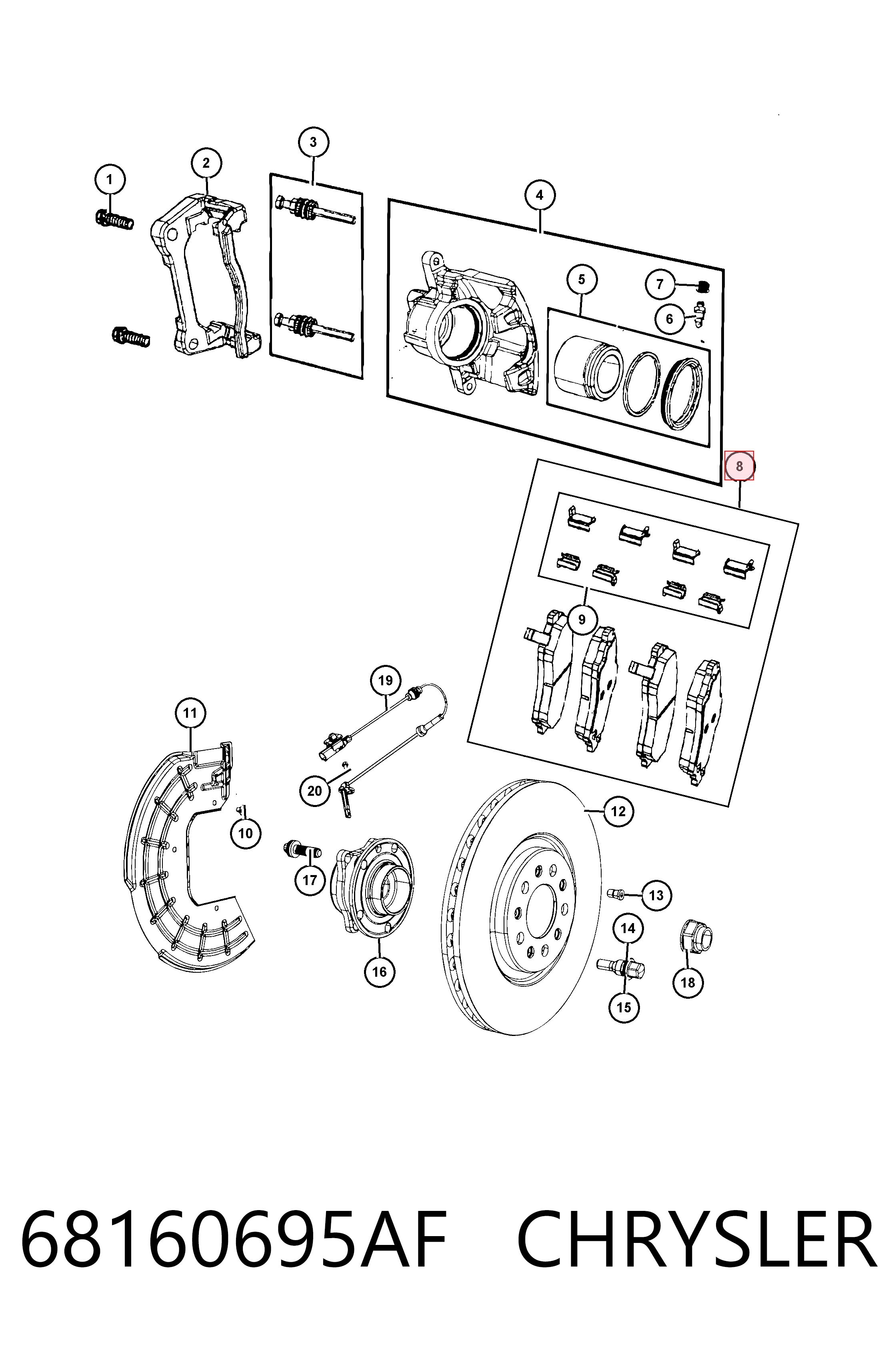 68160695AF Chrysler Klocki hamulcowe przednie tarczowe