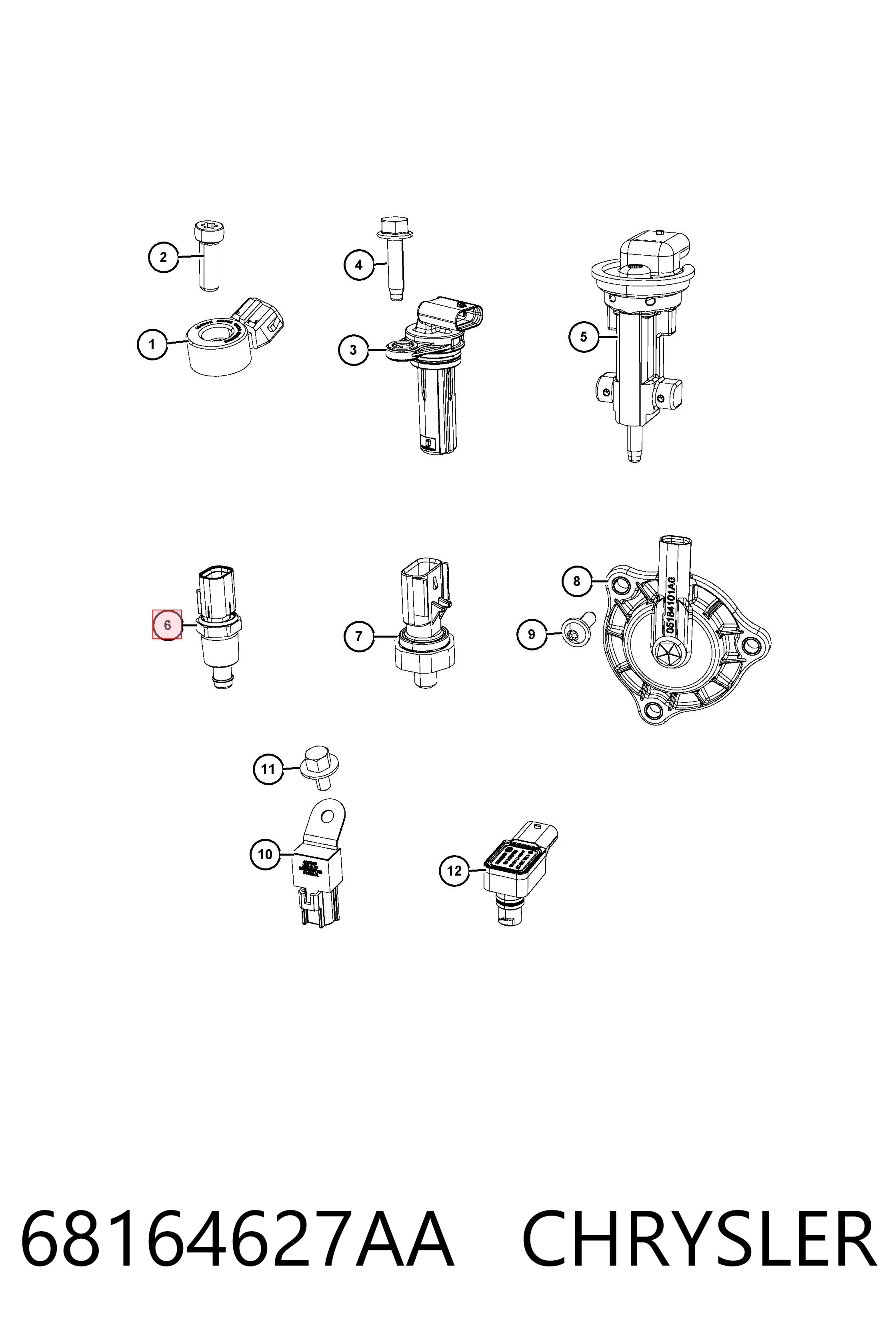 68164627AA Chrysler Czujnik temperatury płynu chłodzącego