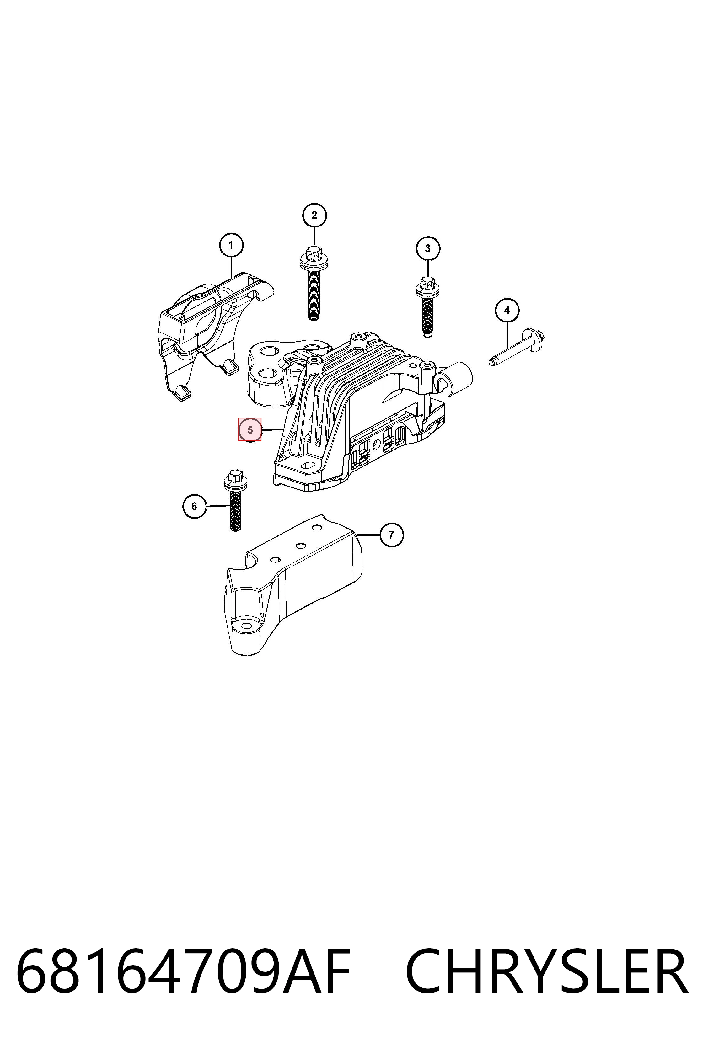 68164709AF Chrysler Poduszka (podpora) silnika lewa