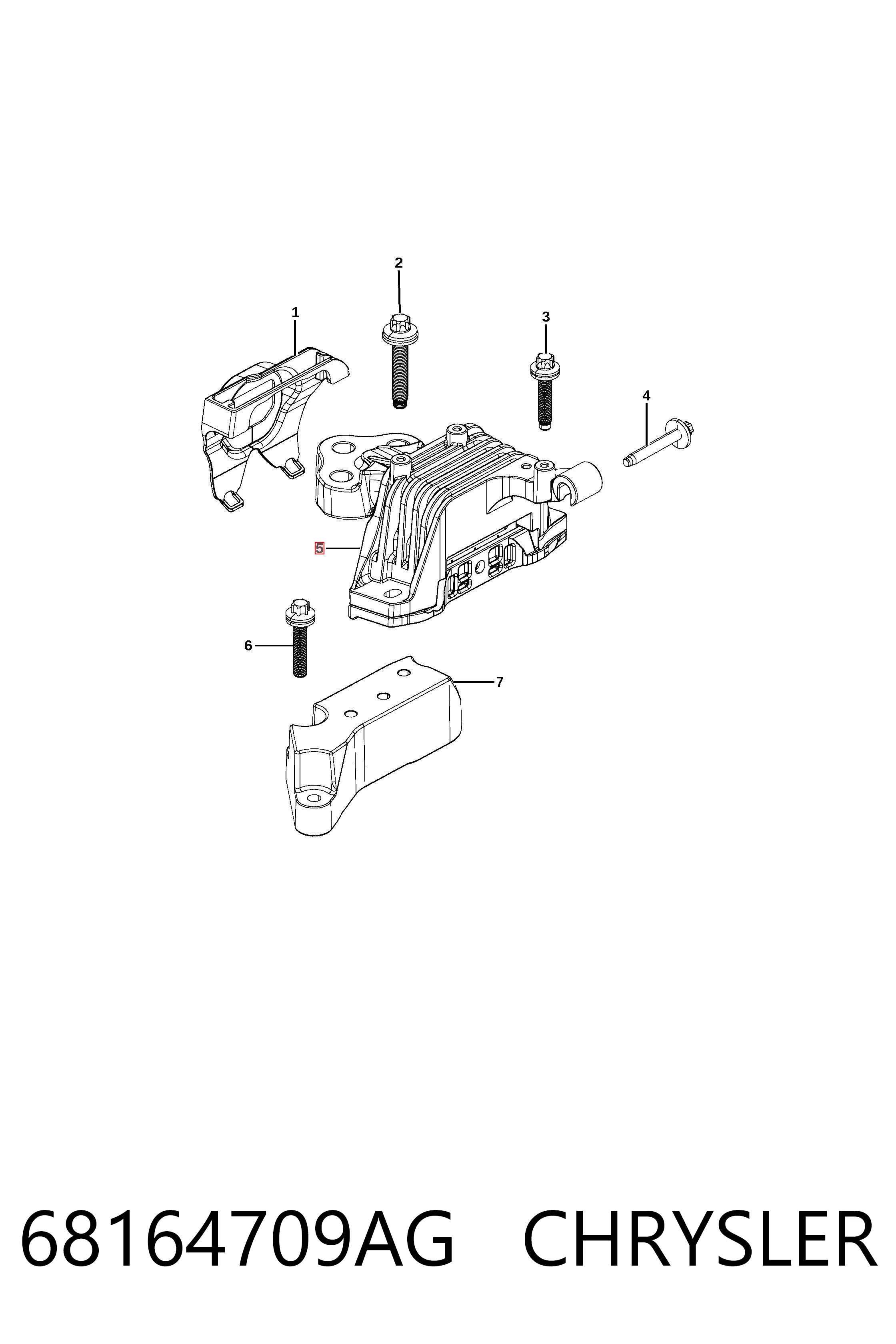 68164709AG Chrysler Poduszka (podpora) silnika lewa