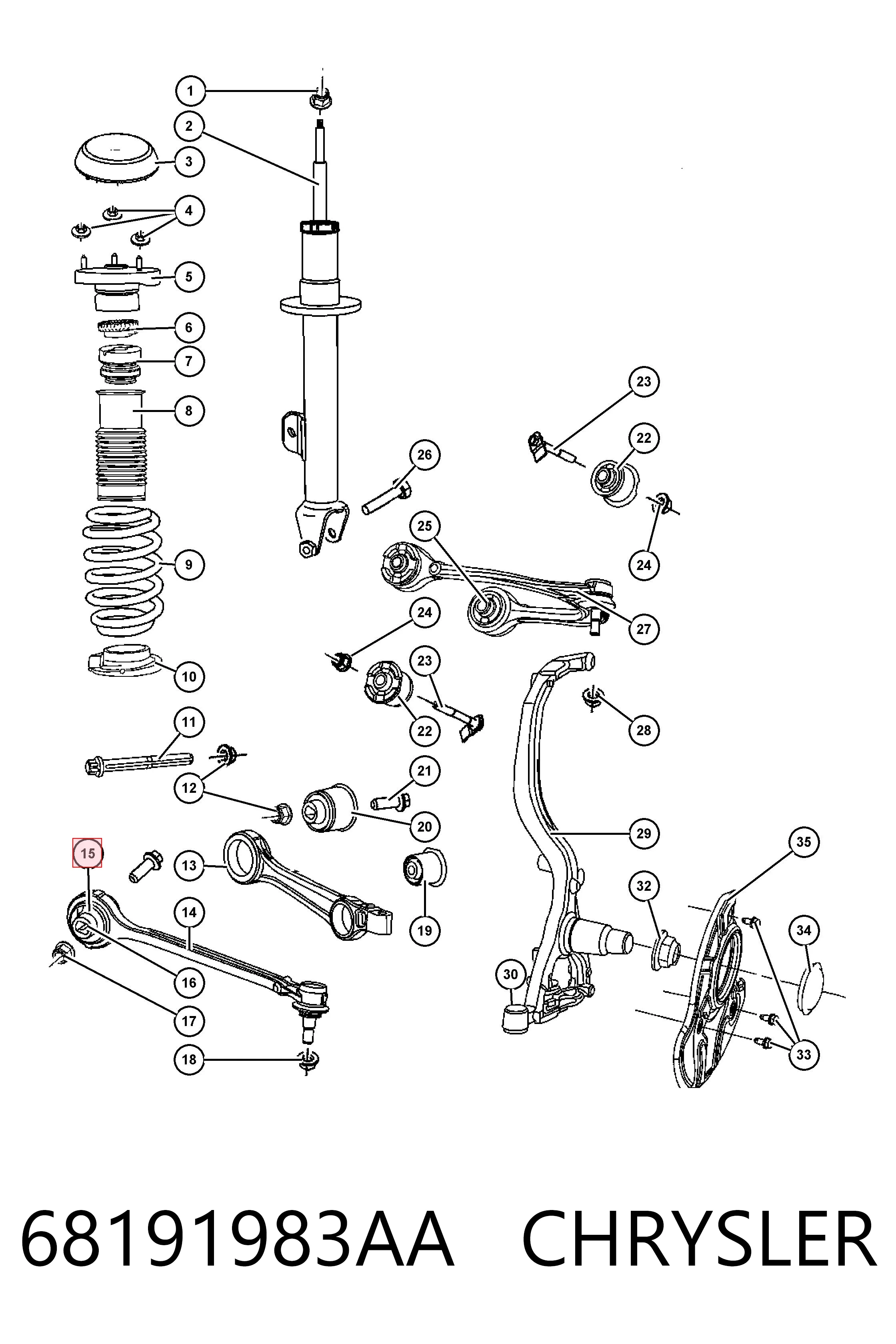 68191983AA Chrysler Silentblock przedniego wahacza dolnego