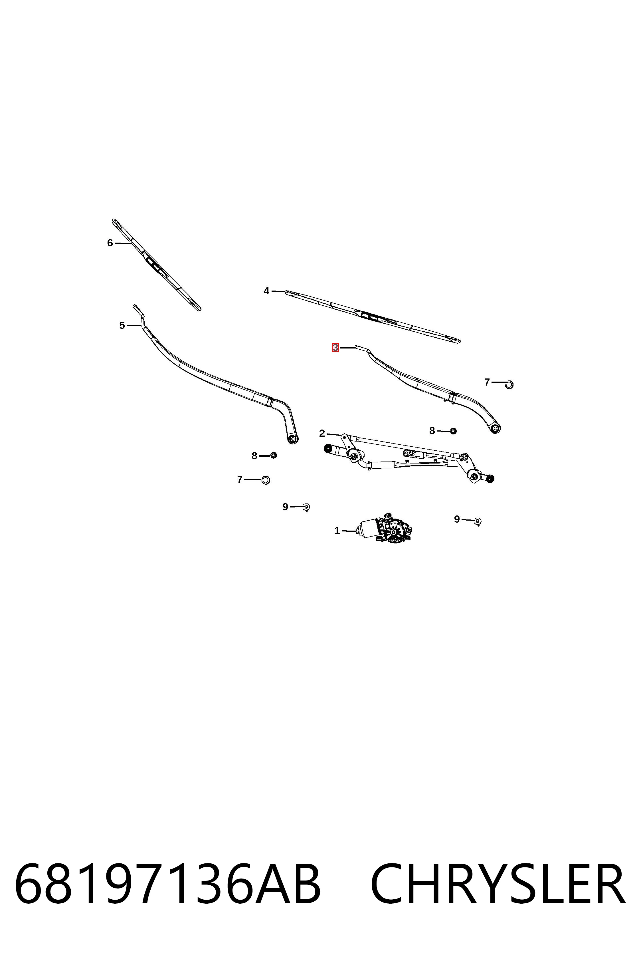 Ramię wycieraczki szyby przedniej do Jeep Cherokee  KL
