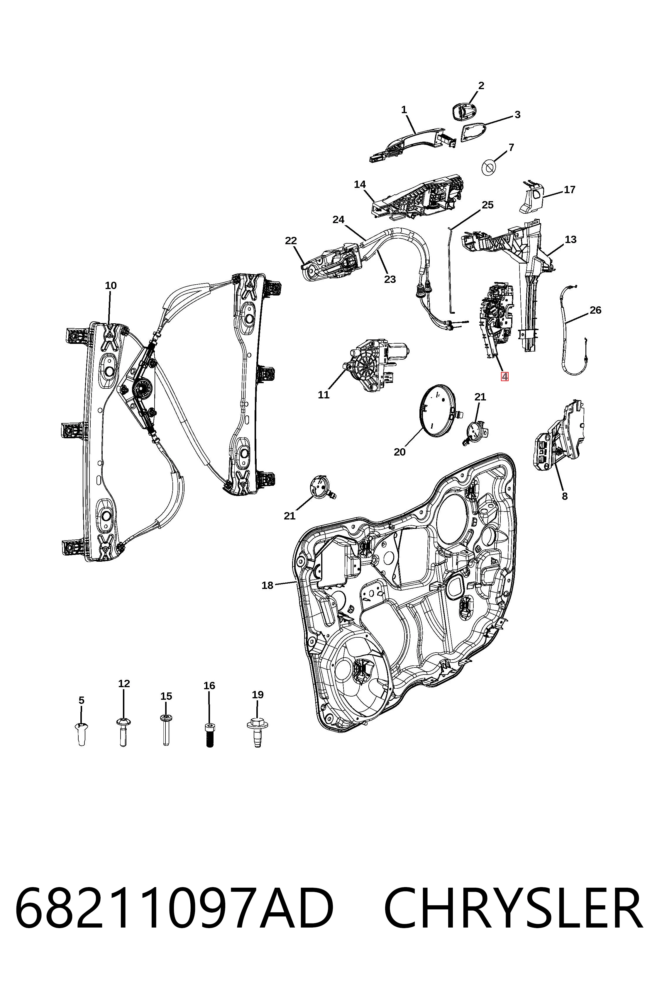 68211097AD Chrysler Zamek drzwi przednich lewych