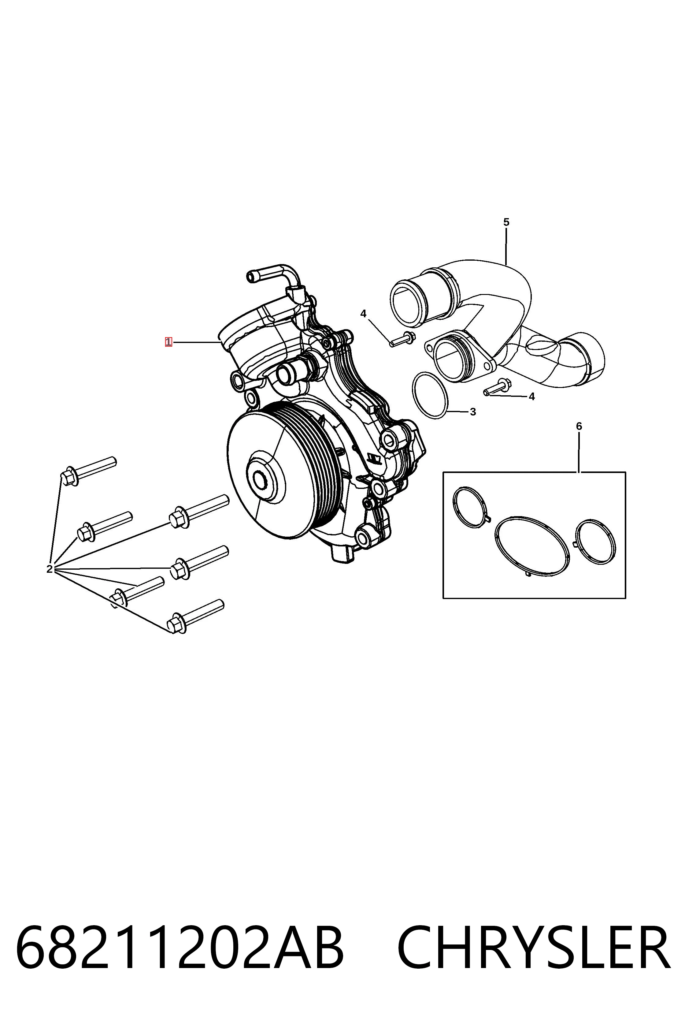 68211202AB Chrysler Pompa chłodząca wodna