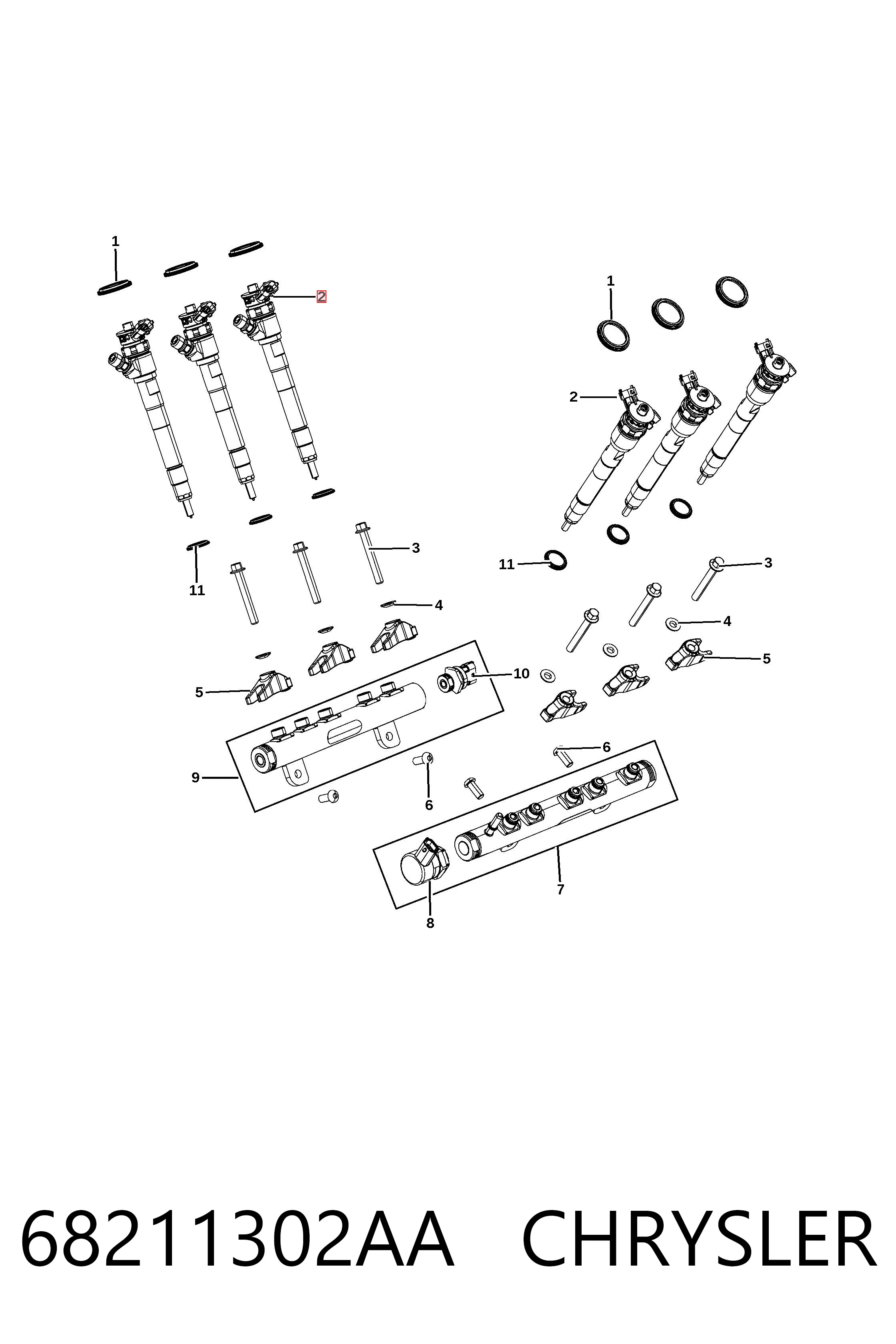 68211302AA Chrysler Wtryskiwacz paliwa