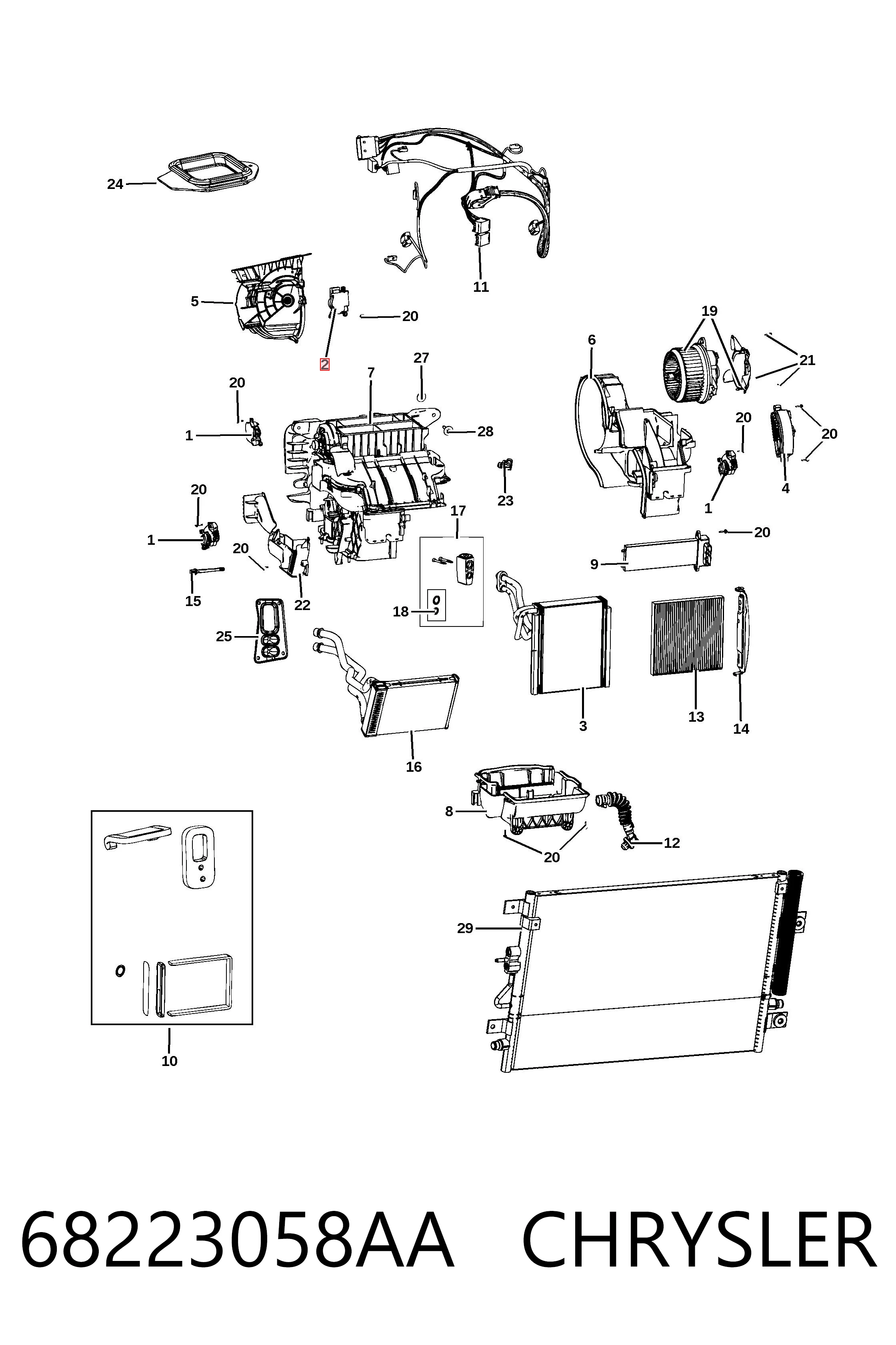 68223058AA Chrysler Silniczek klapy nagrzewnicy