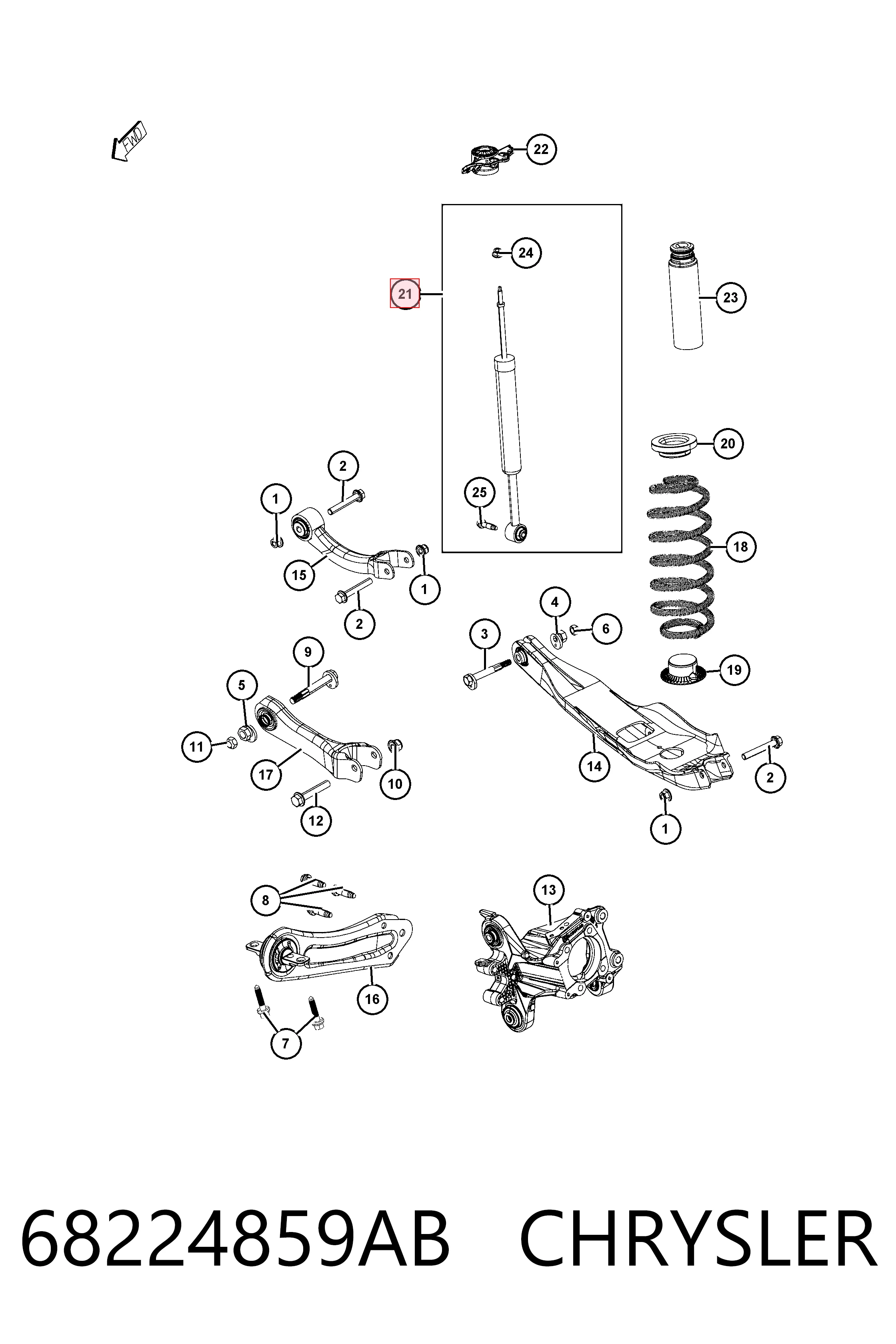 68224859AB Chrysler Amortyzator tylny