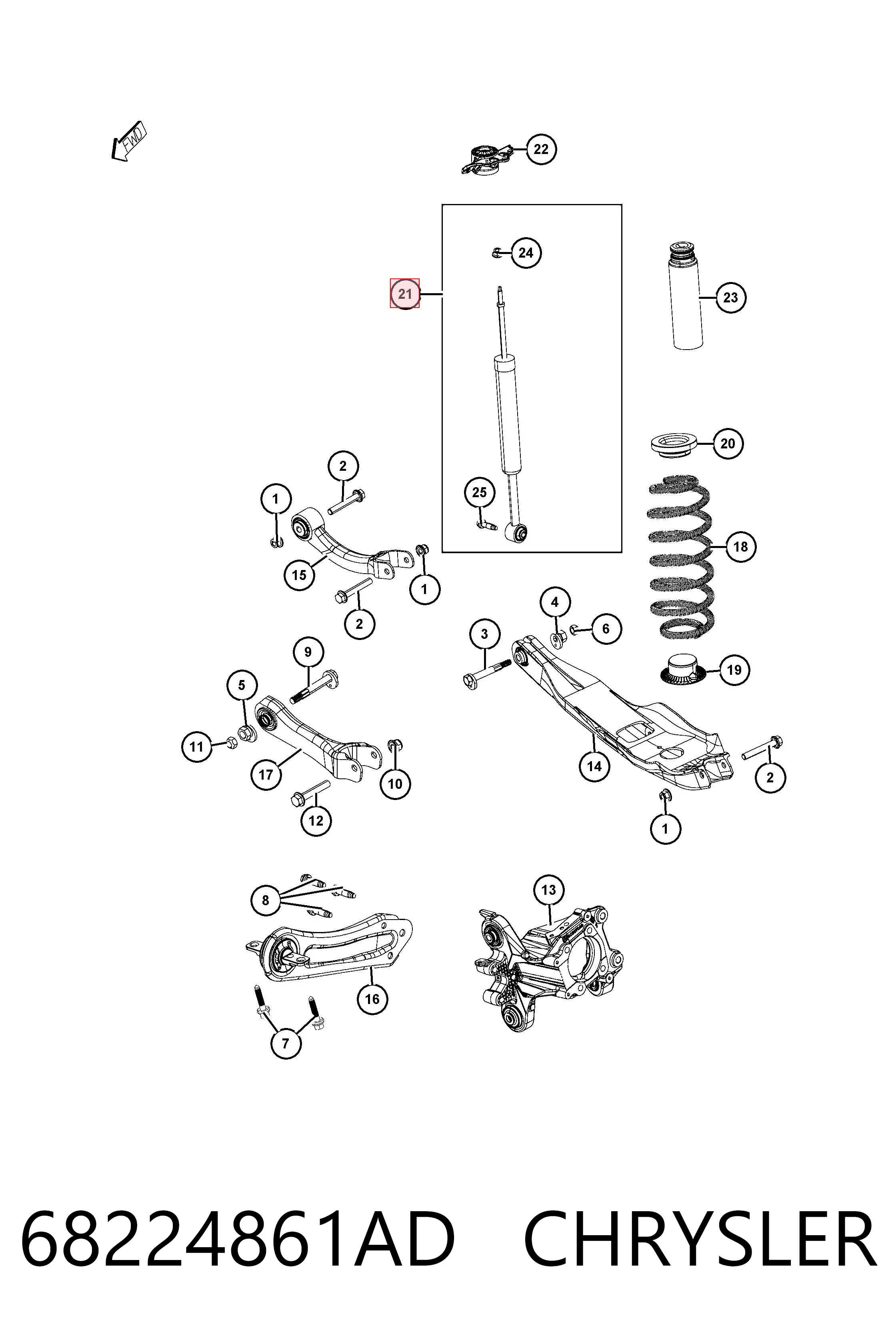 68224861AD Chrysler Amortyzator tylny