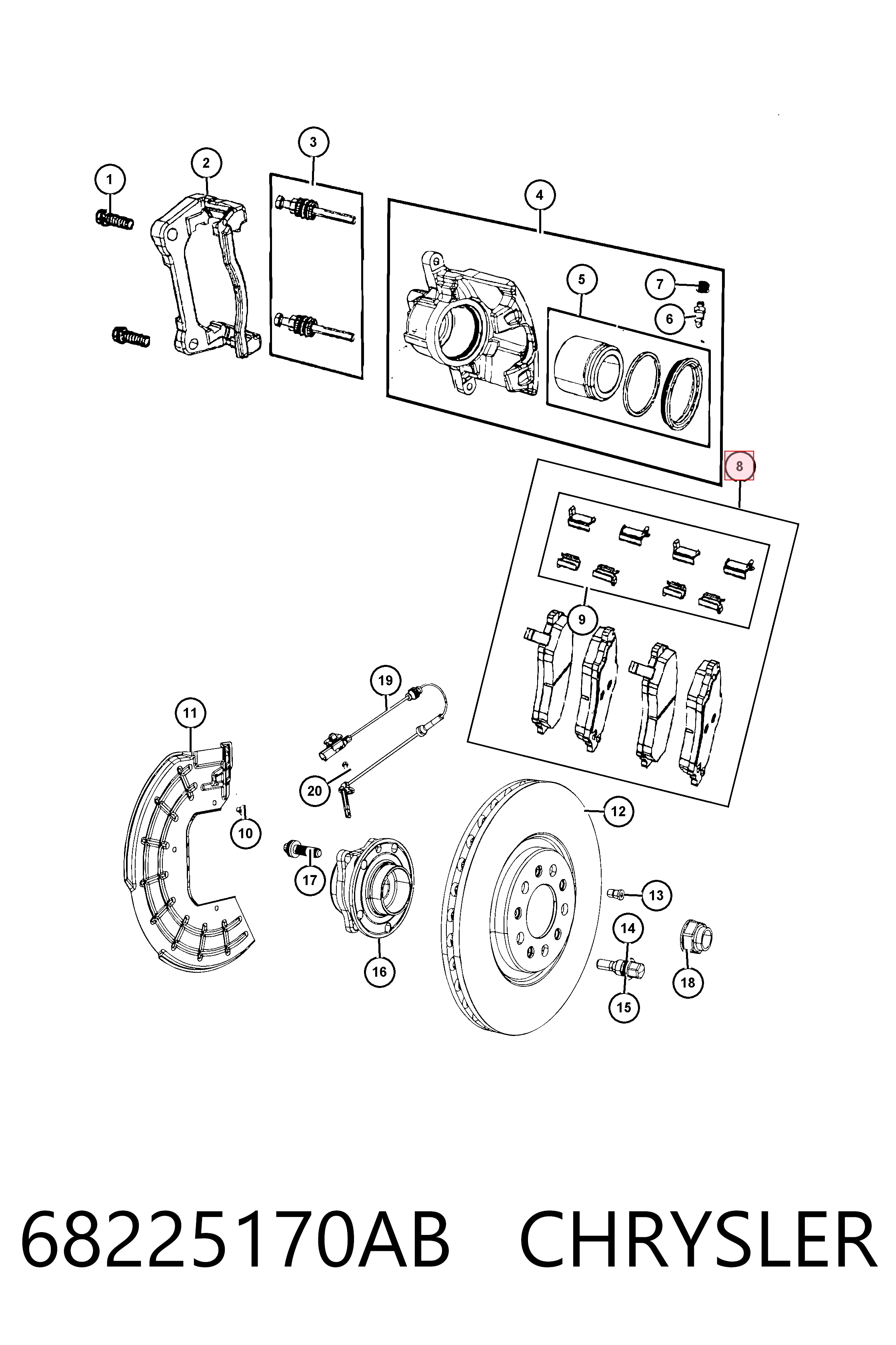 68225170AB Chrysler Klocki hamulcowe przednie tarczowe
