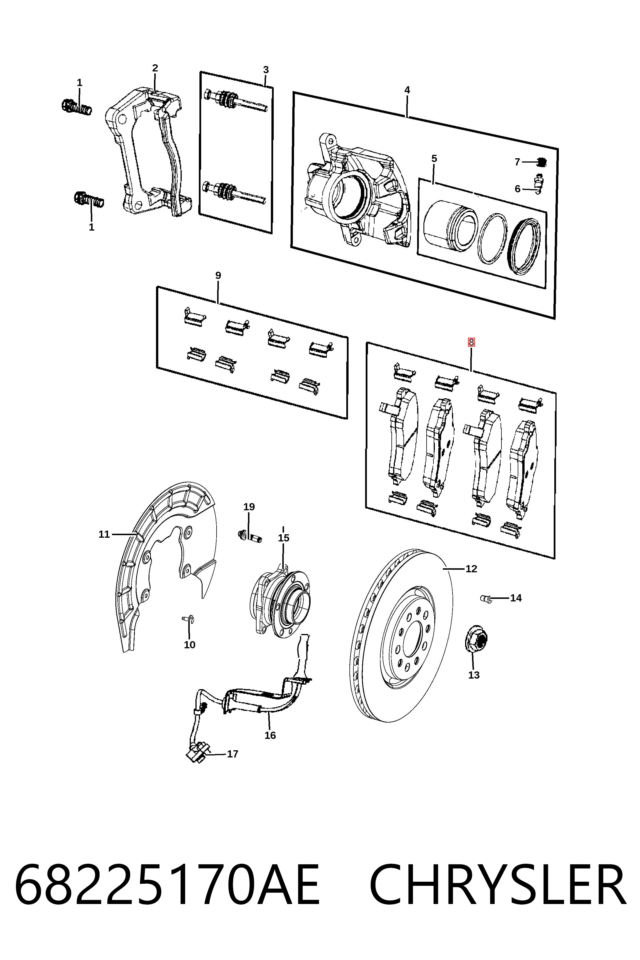 68225170AE Chrysler Klocki hamulcowe przednie tarczowe