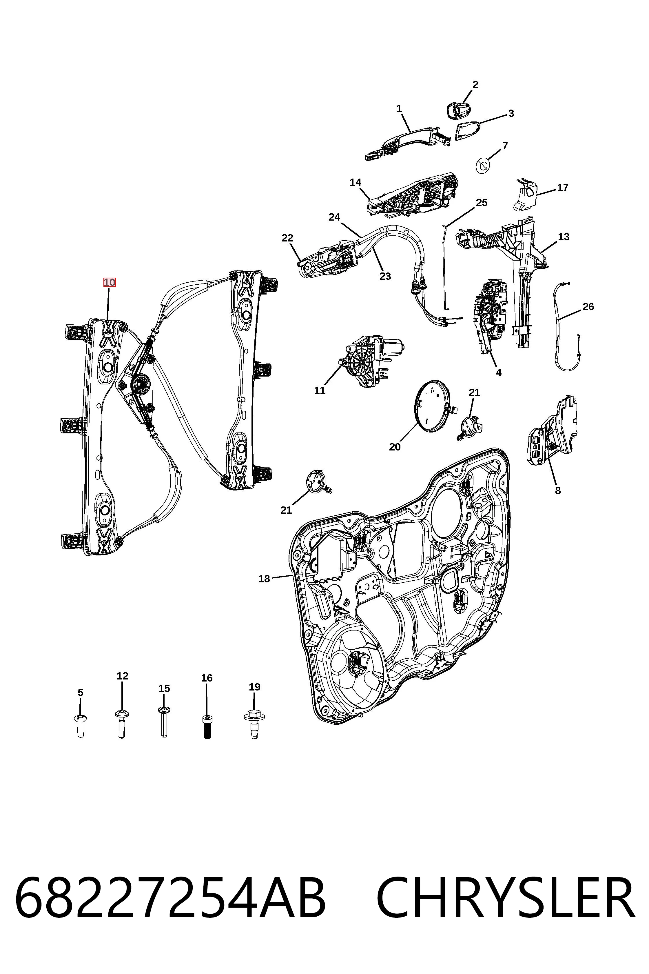 Mechanizm podnoszenia szyby drzwi przednich prawych Jeep Cherokee SUV (KL) (2014 - 2023) cena, od 23,53 USD