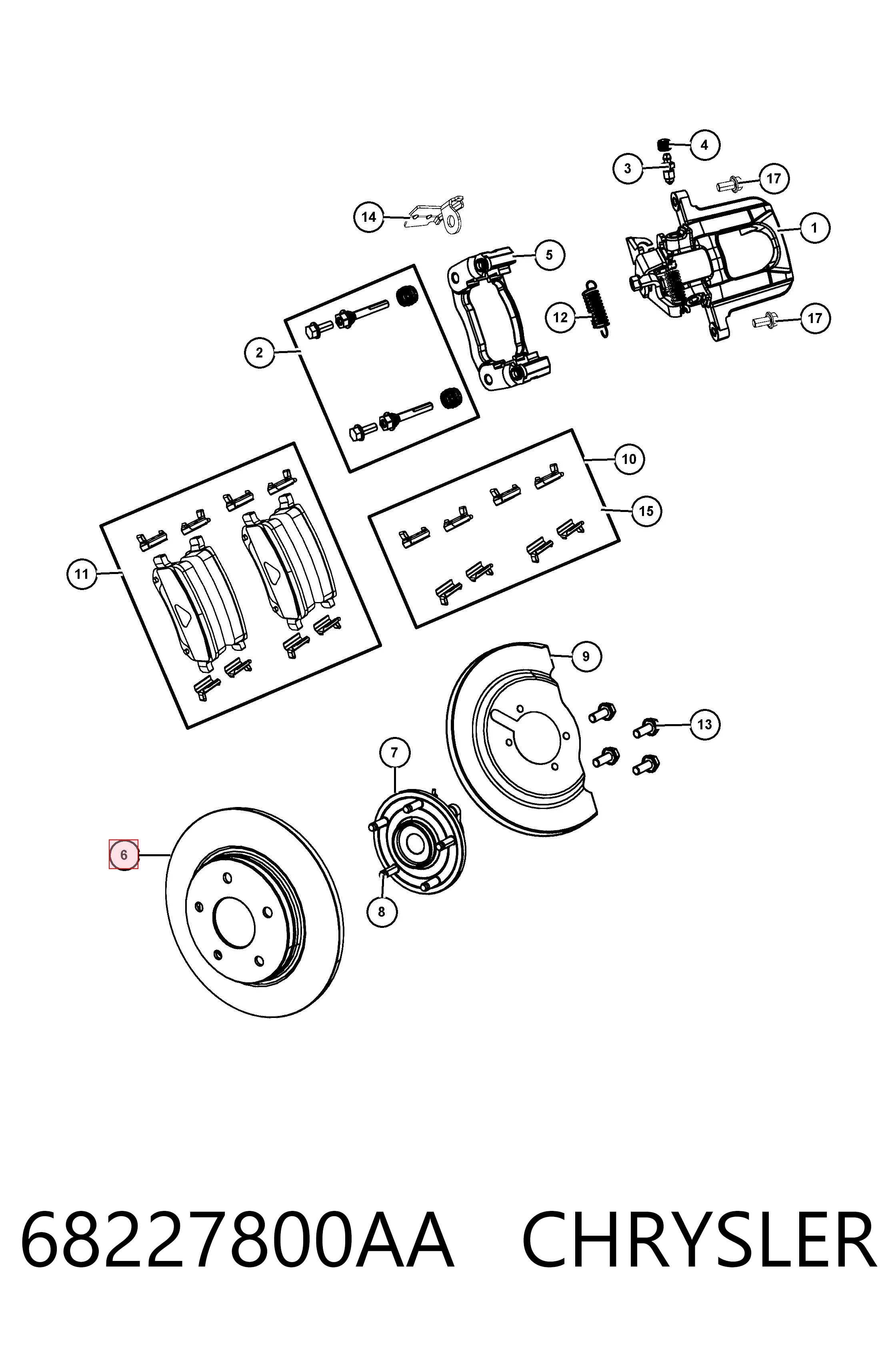 68227800AA Chrysler Tarcza hamulcowa tylna