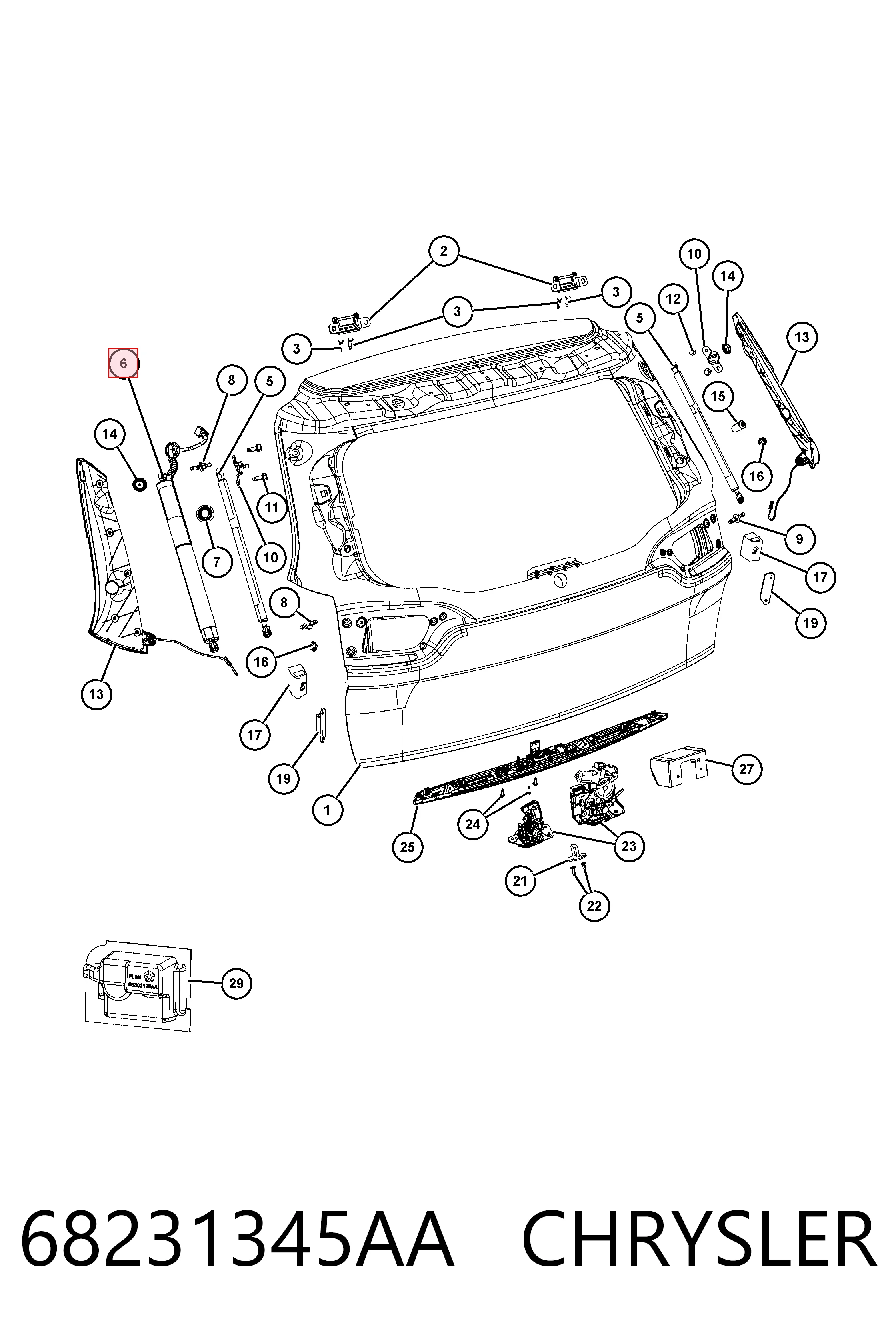 Amortyzator klapy bagażnika (3/5 drzwi-tylnych) Jeep Cherokee SUV (KL) (2014 - 2023) cena, od 88,26 USD