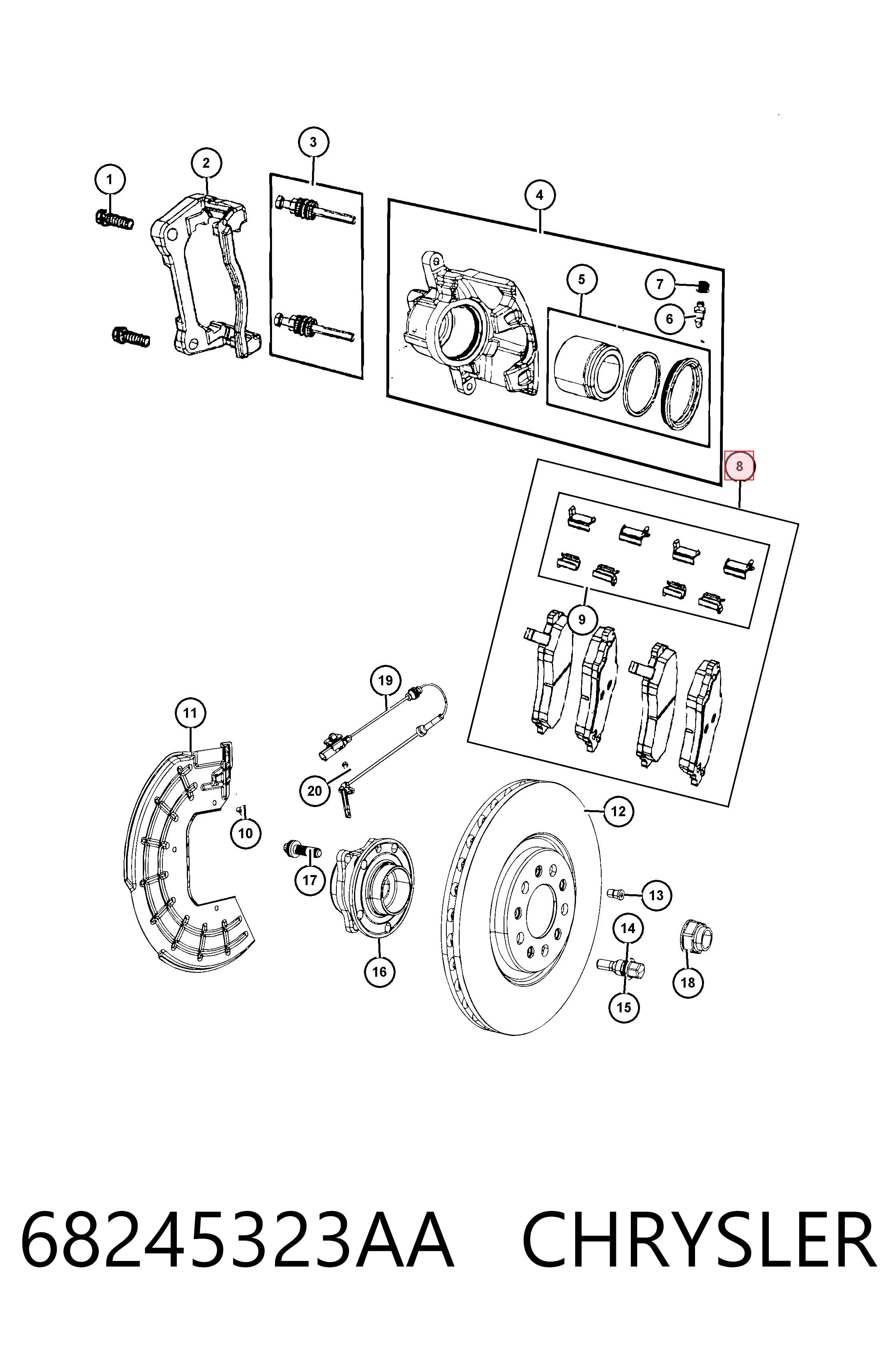 68245323AA Chrysler Klocki hamulcowe przednie tarczowe