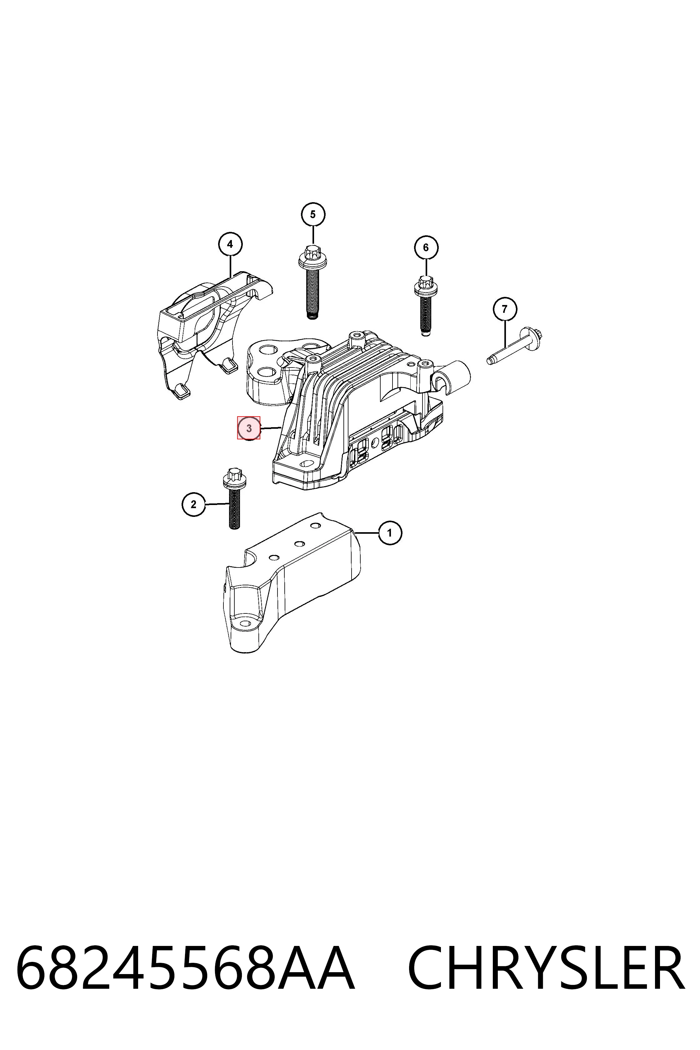 68245568AA Chrysler Poduszka (podpora) silnika lewa