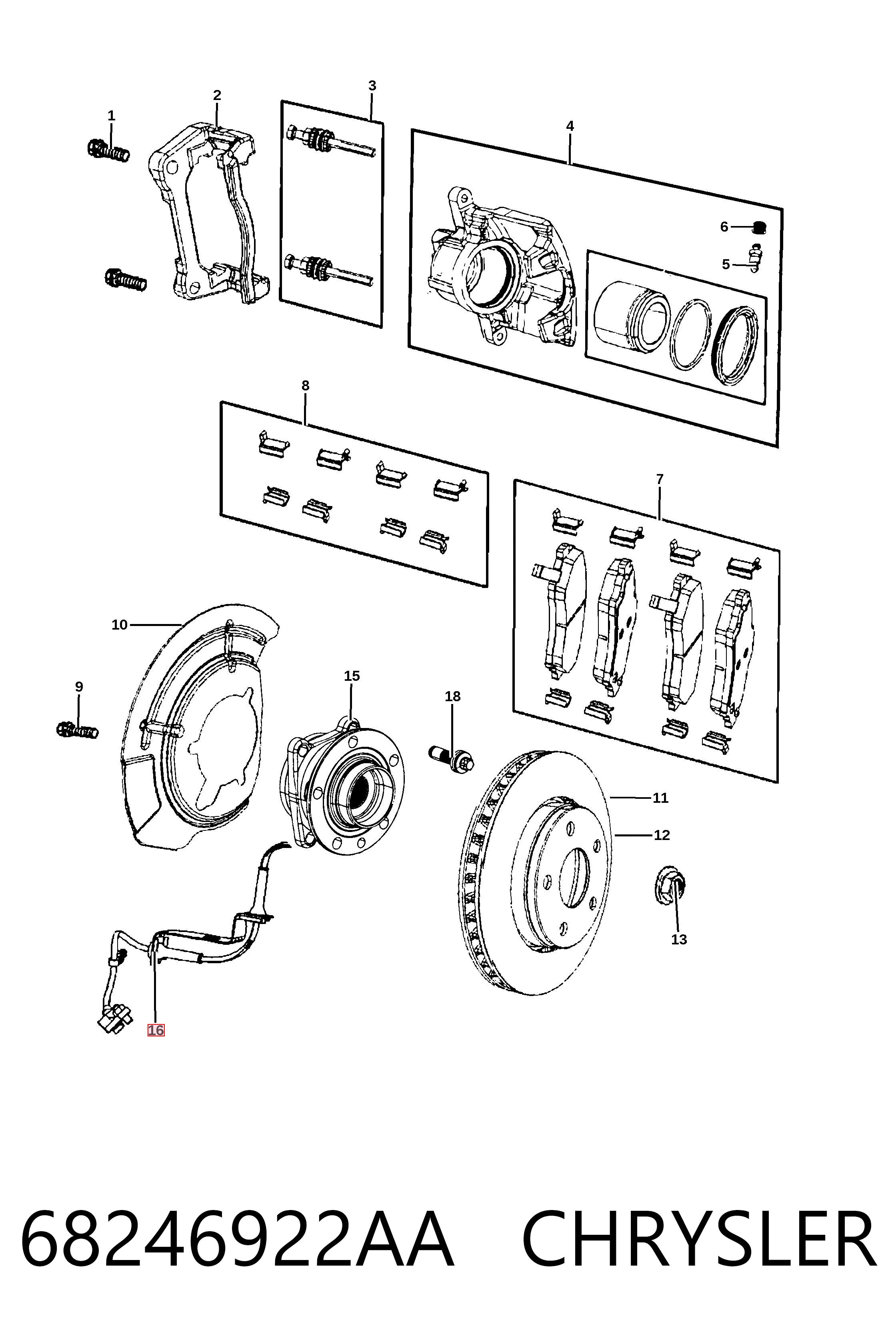 68246922AA Chrysler Czujnik ABS przedni