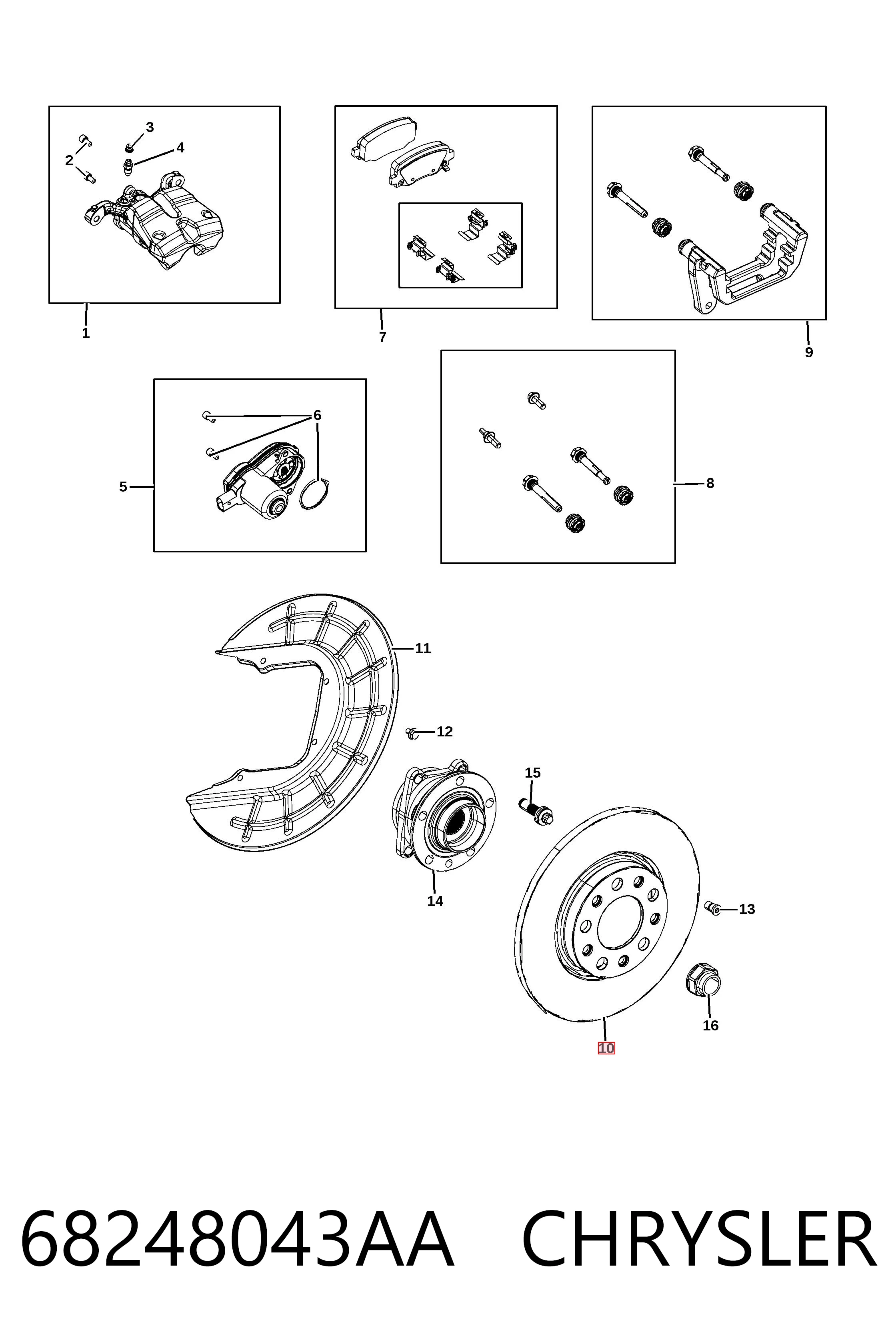 68248043AA Chrysler Tarcza hamulcowa tylna