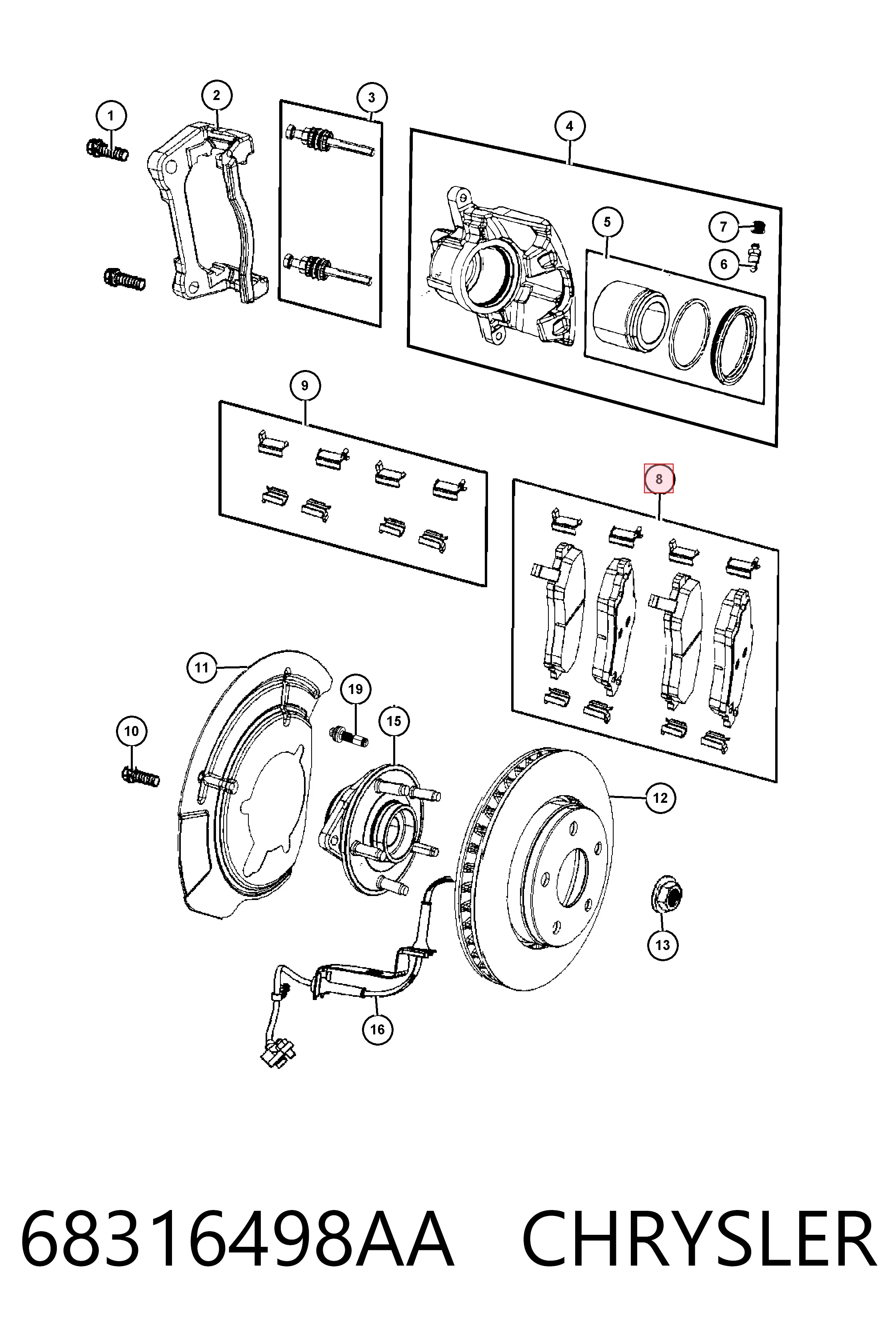 68316498AA Chrysler Klocki hamulcowe przednie tarczowe