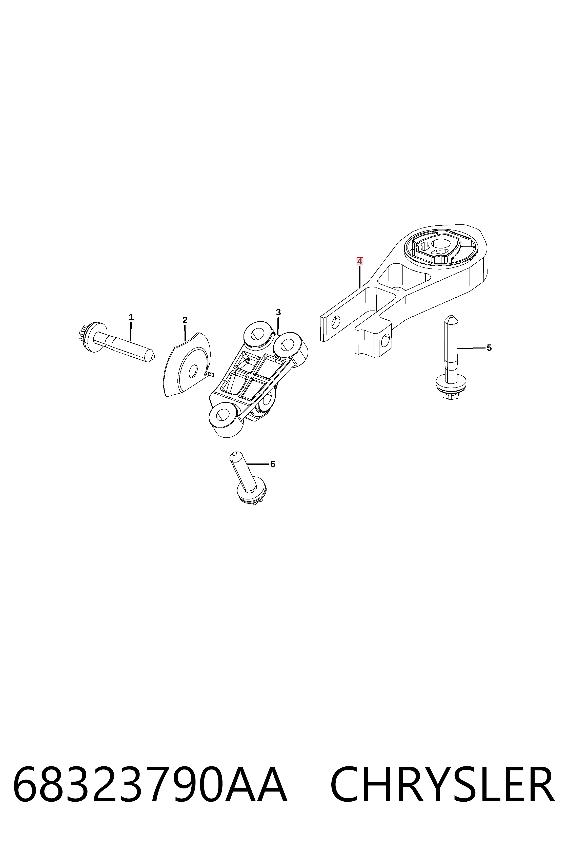 Poduszka (podpora) silnika tylna Jeep RENEGADE SUV (BU) (2014 - 2023) cena, od 92,38 USD