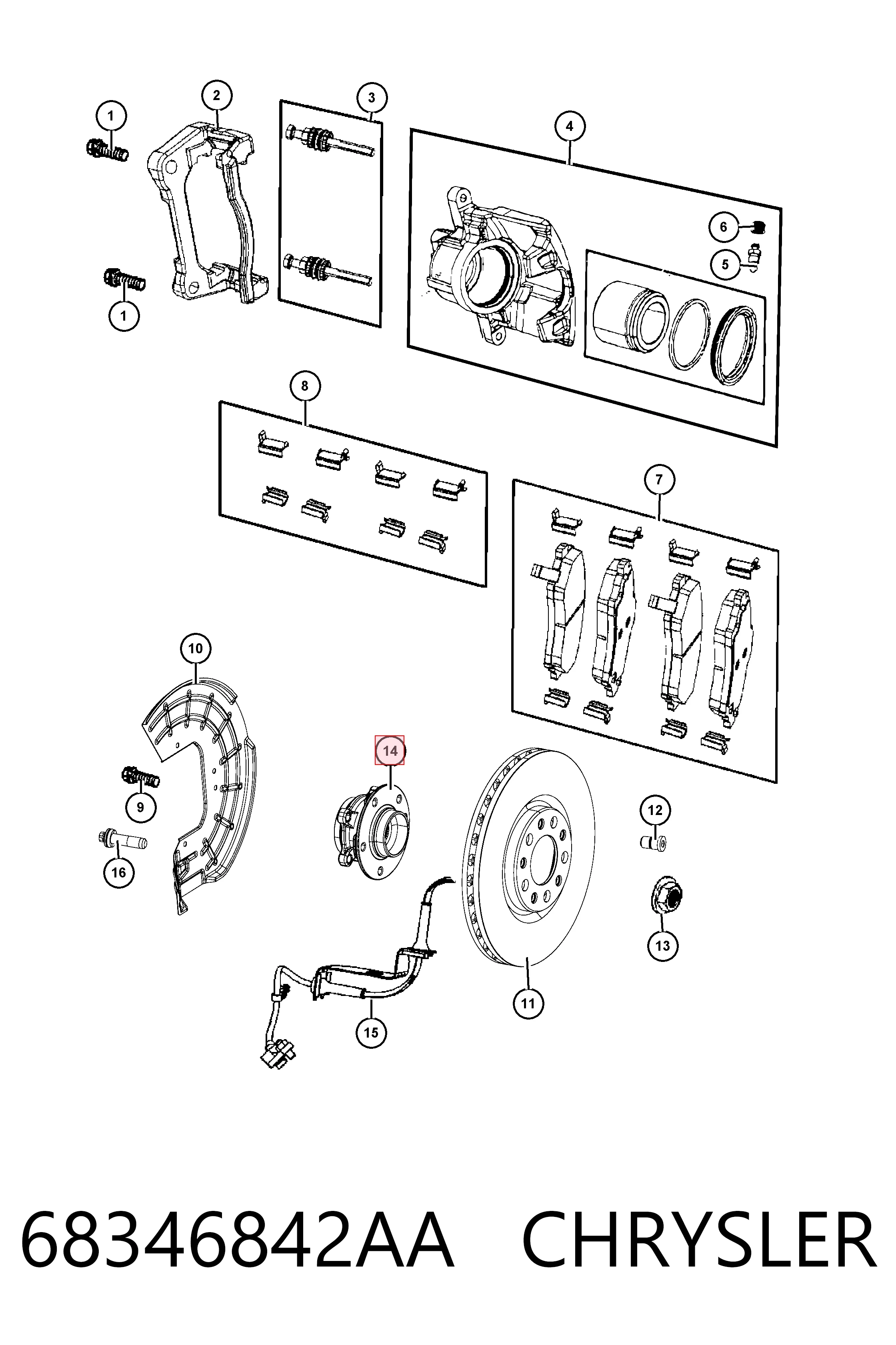 68346842AA Chrysler Piasta przednia
