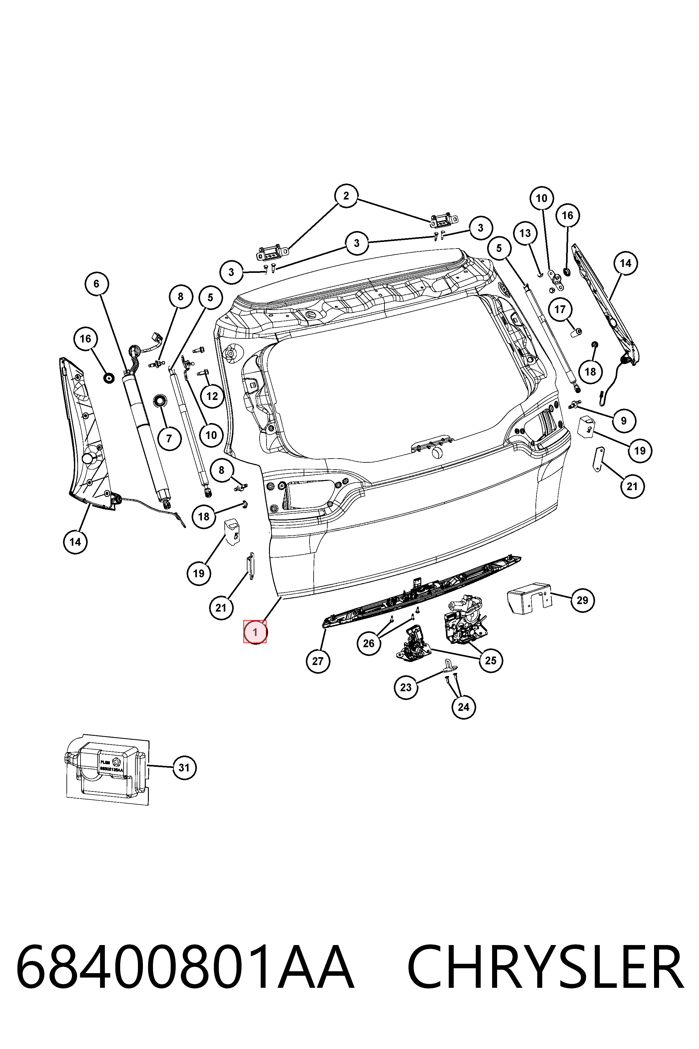 Drzwi tylne (bagażnika 3/5) do Jeep Cherokee  KL