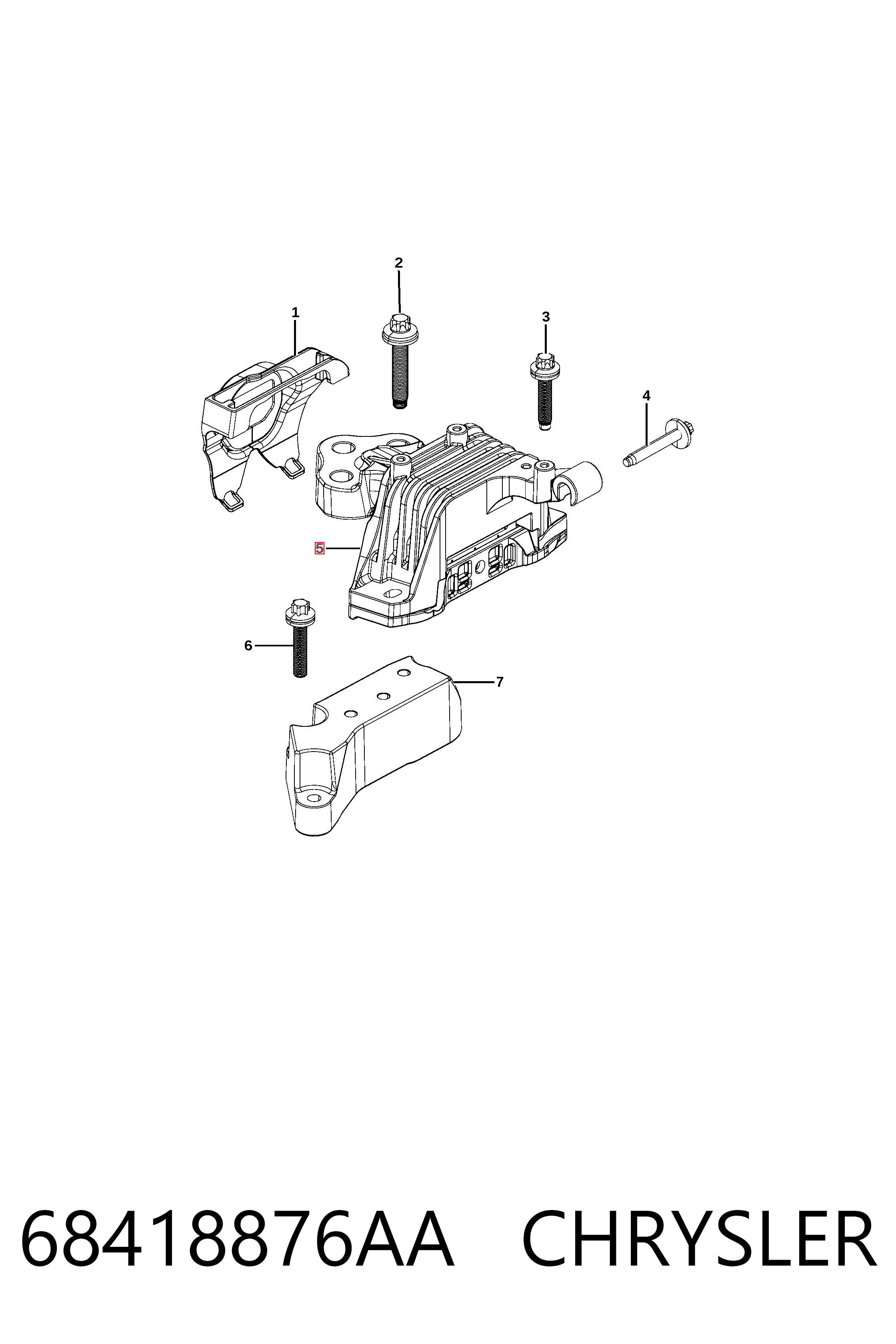 68418876AA Chrysler Poduszka (podpora) silnika lewa