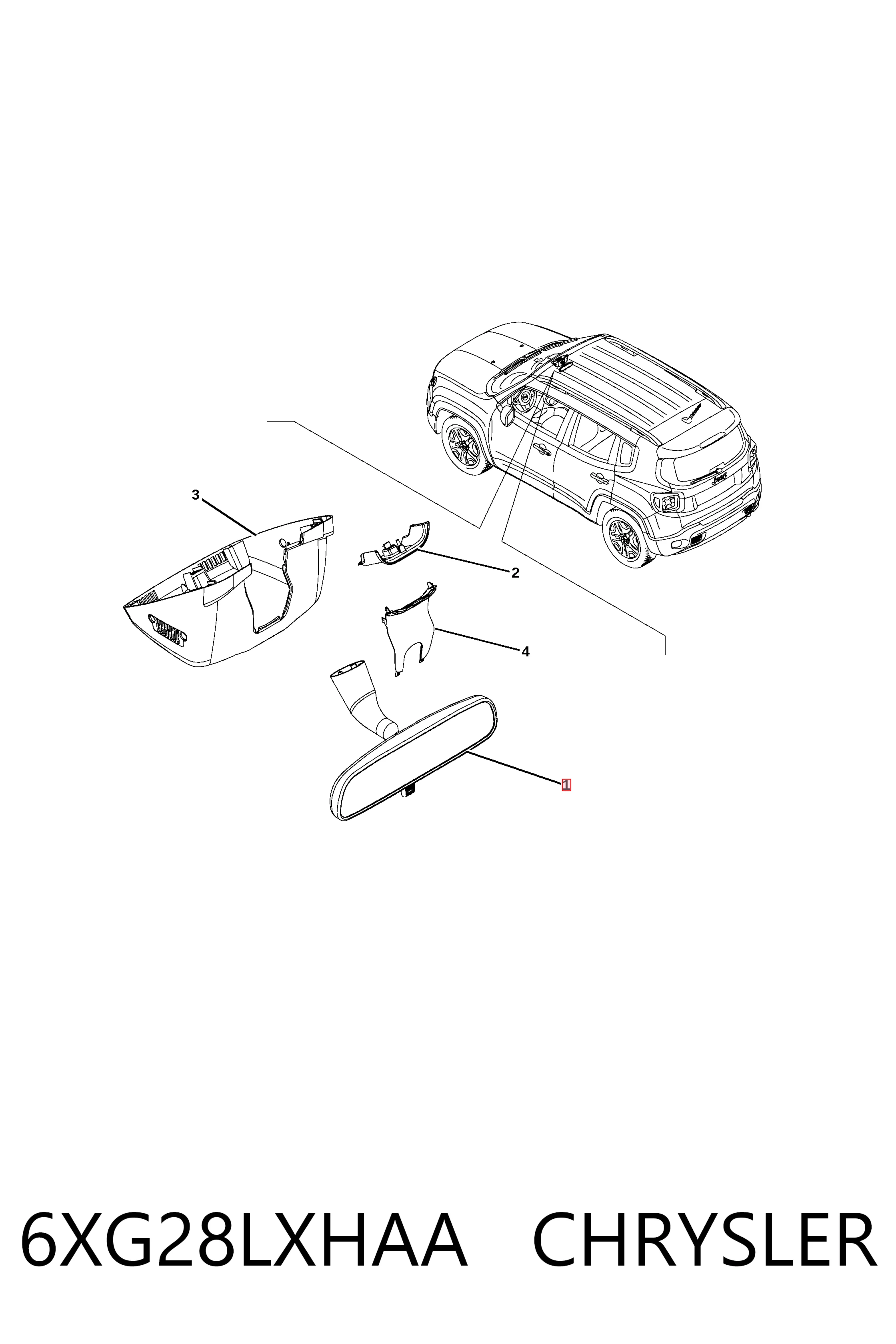 Lusterko wewnętrzne do Jeep RENEGADE  BU