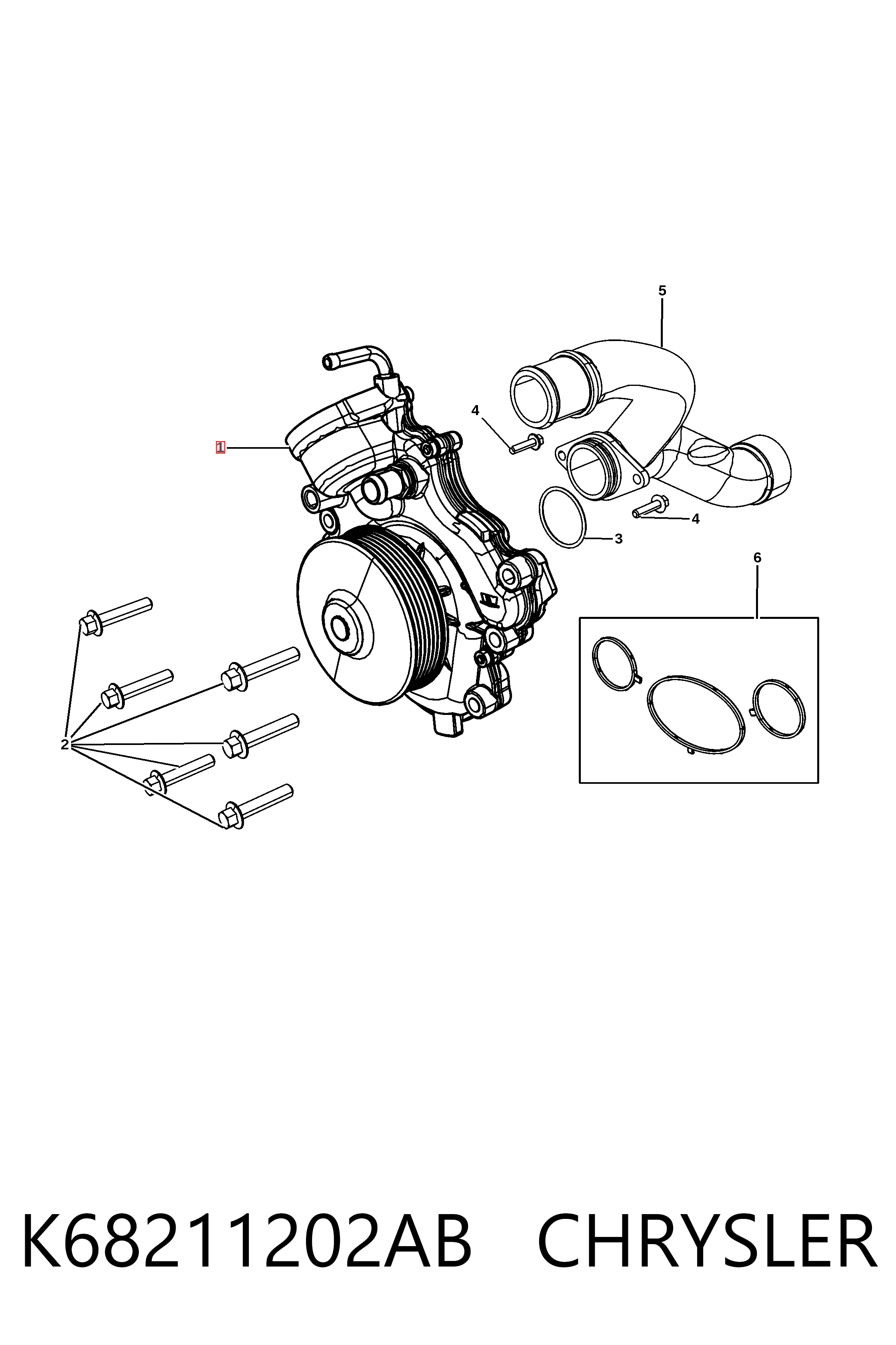 K68211202AB Chrysler Pompa chłodząca wodna