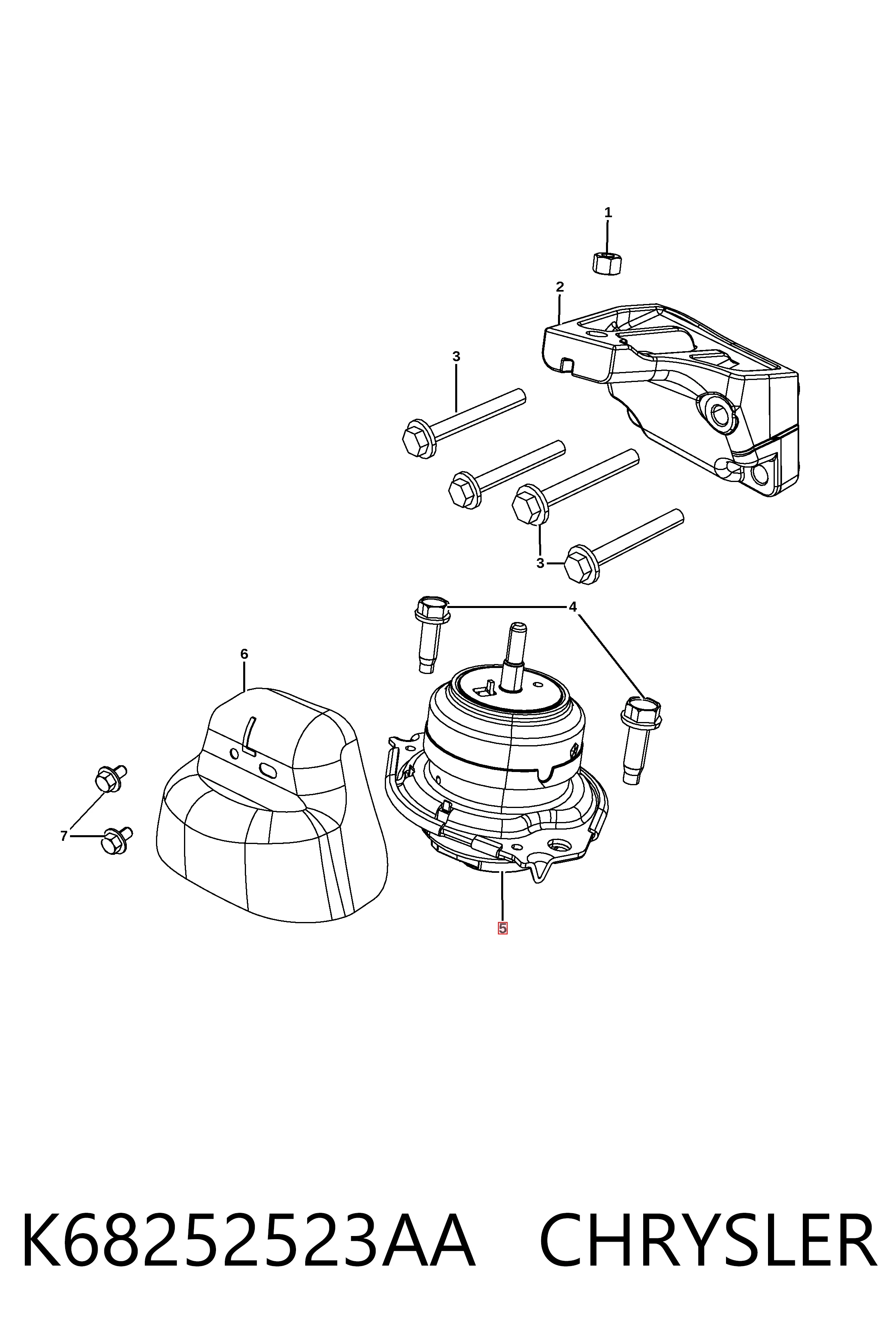 Poduszka (podpora) silnika lewa/prawa K52124677AG Fiat/Alfa/Lancia