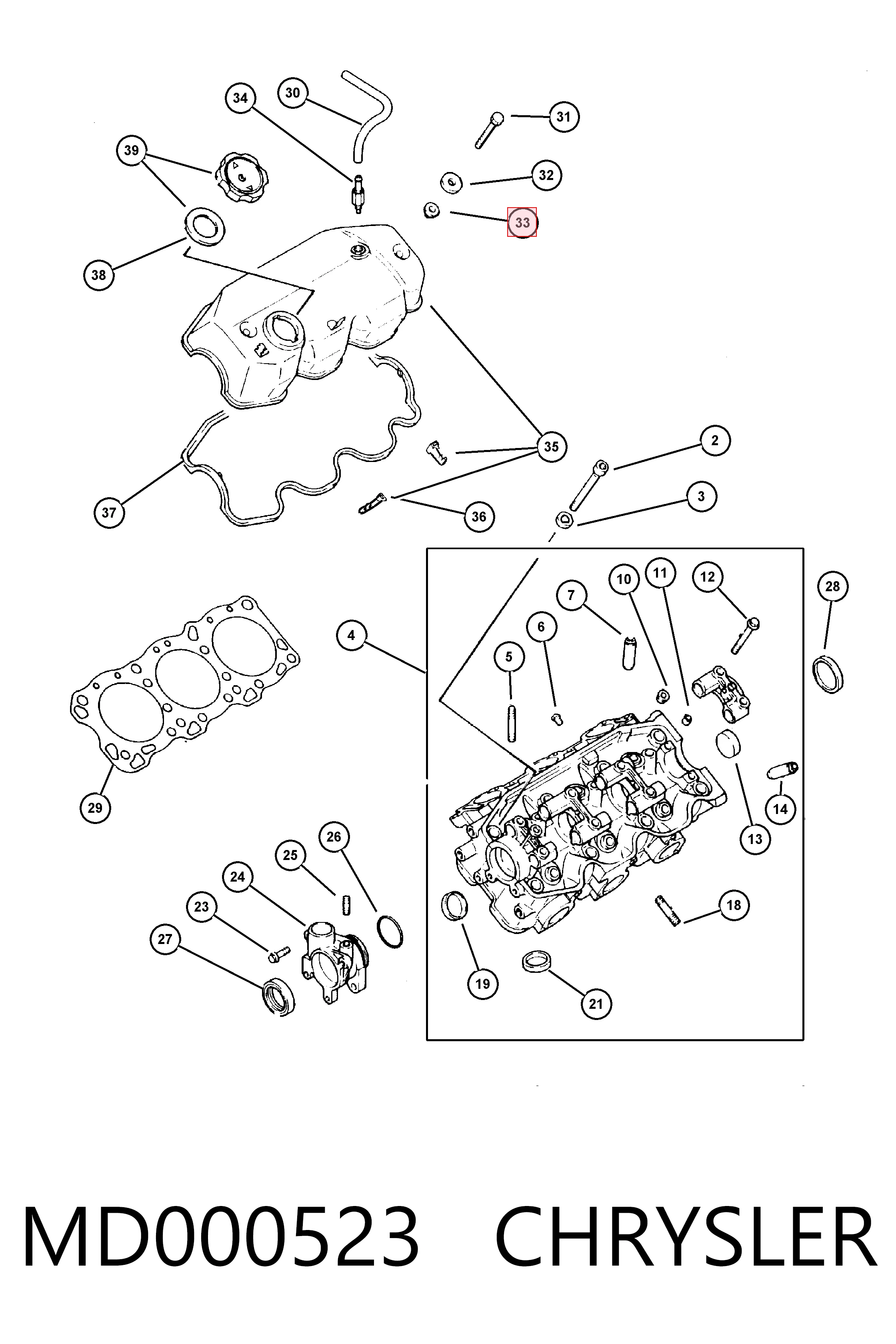 KMD000523 Fiat/Alfa/Lancia Śruba pokrywy zaworów głowicy cylindrów