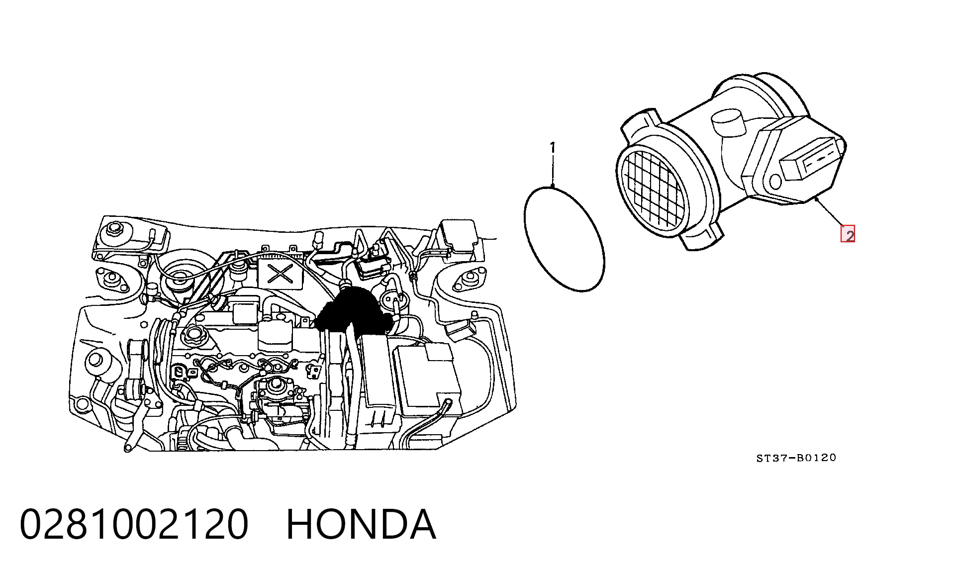 Czujnik przepływu powietrza, przepływomierz powietrza M.A.F. do Honda Accord VI CG