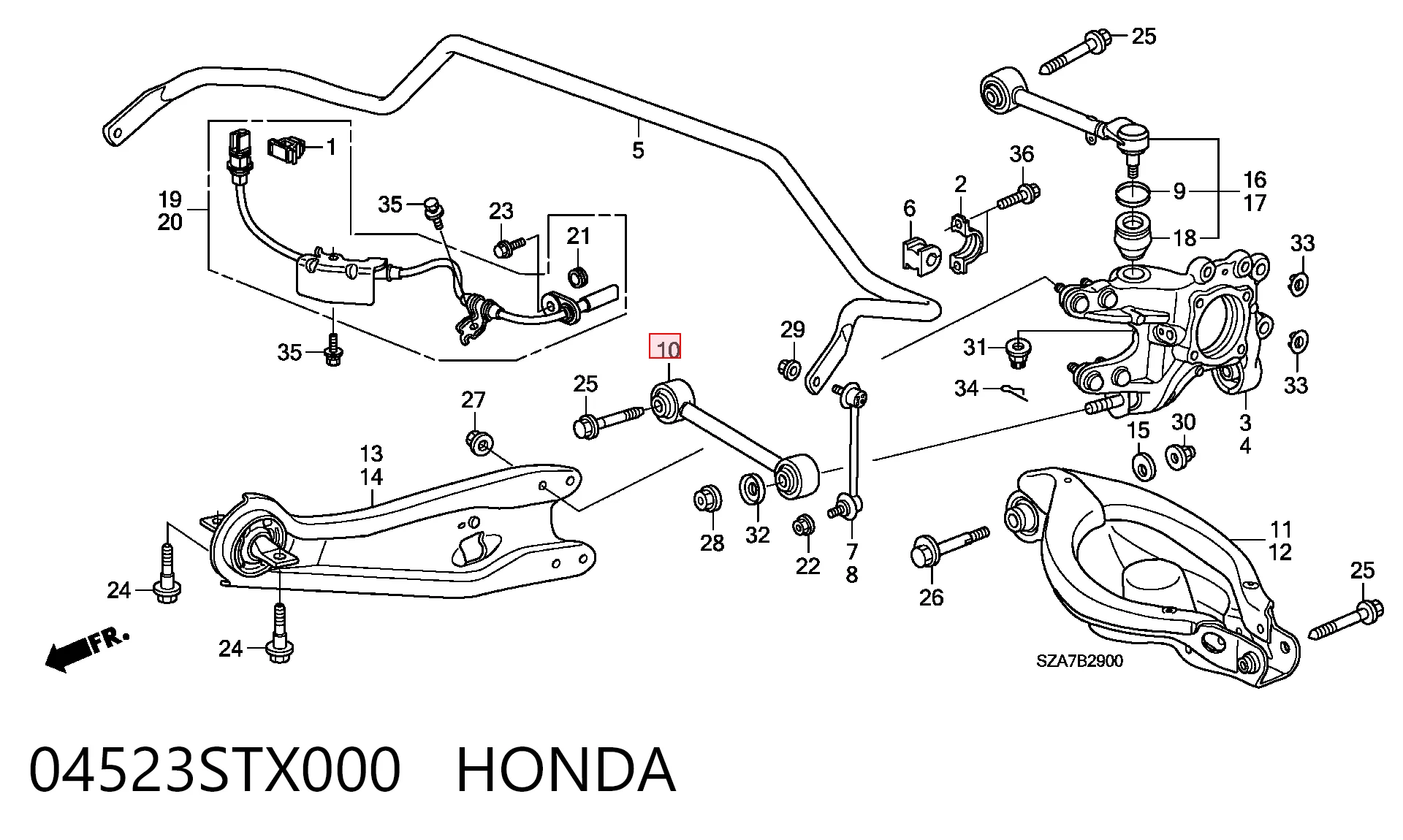 04523STX000 Honda Drążek poprzeczny zawieszenia tylnego