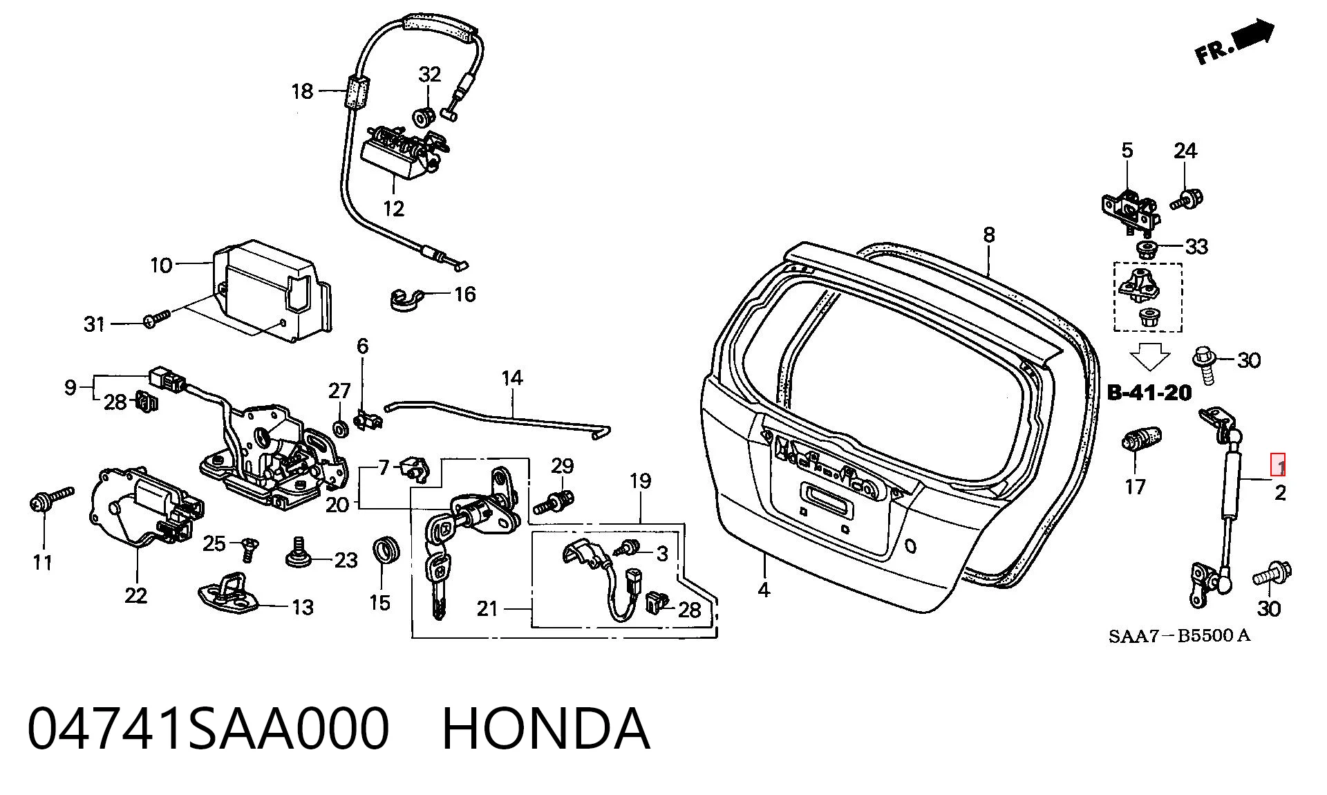 Amortyzator klapy bagażnika (3/5 drzwi-tylnych) do Honda Jazz  GD, GE