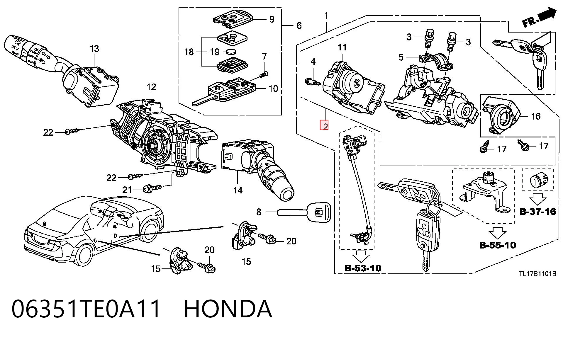 06351TE0A11 Honda Stacyjka zapłonowa
