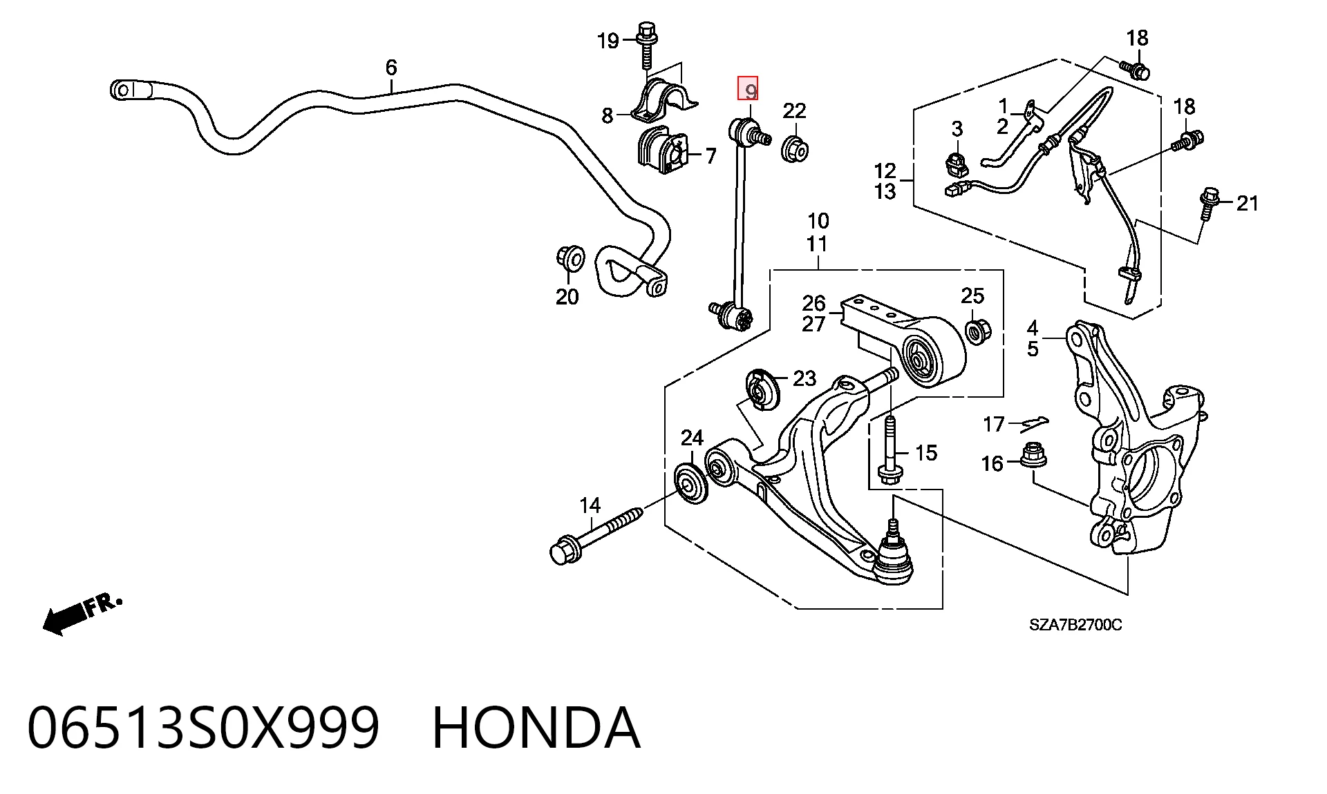 06513S0X999 Honda Łącznik stabilizatora przedniego