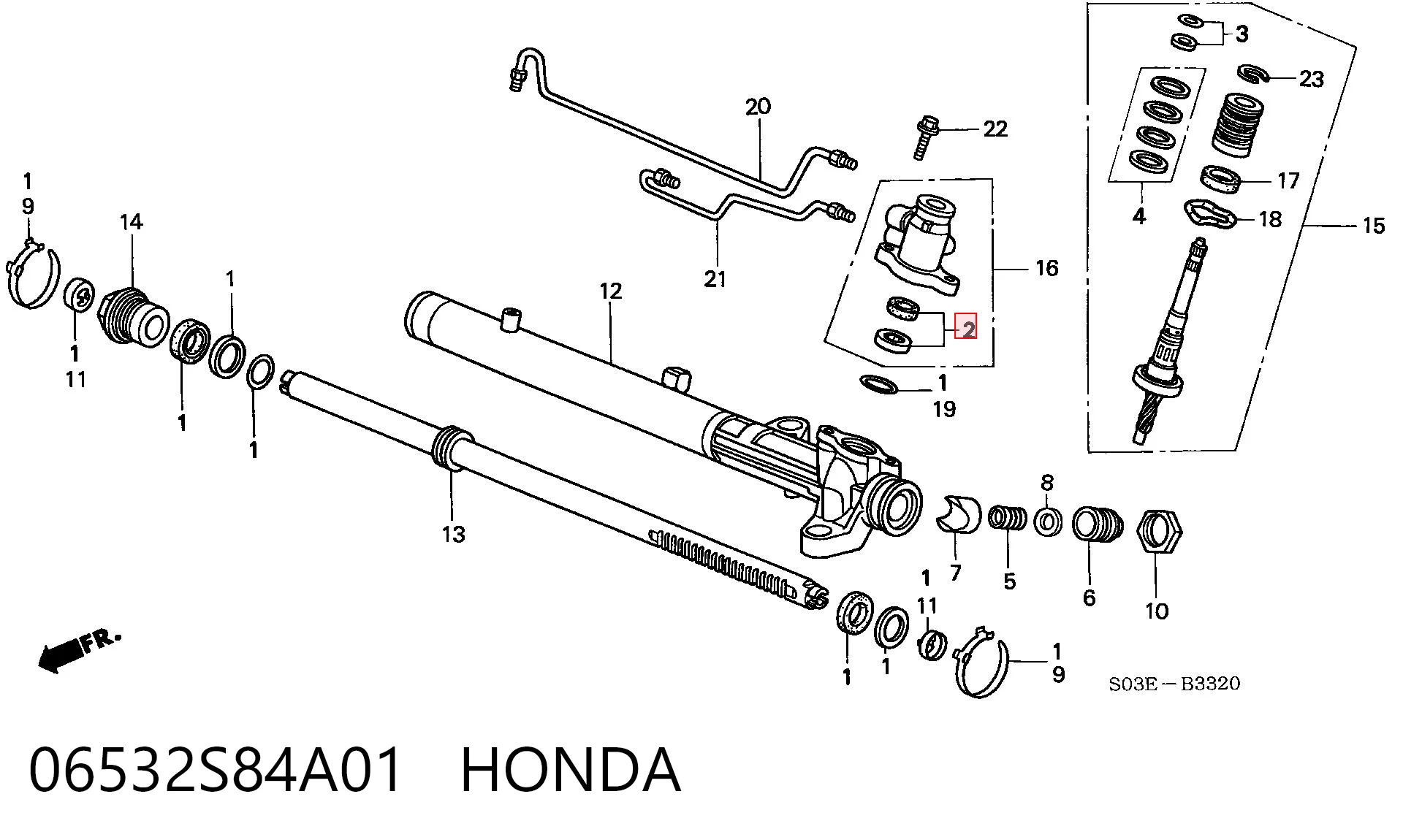 Zestaw naprawczy maglownicy (mechanizmu) (zestaw uszczelniaczy) do Honda Civic MA,MB
