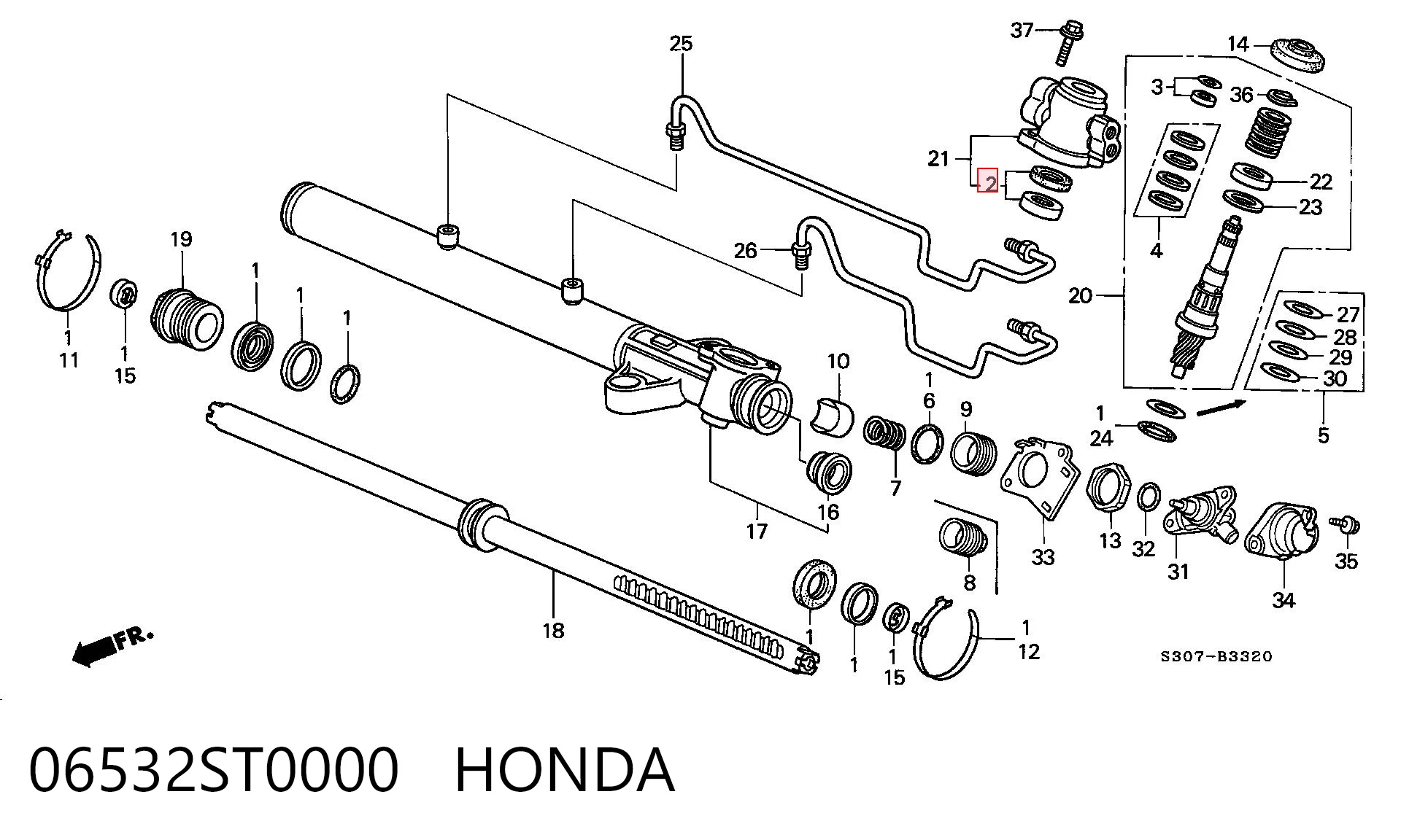 Do koszyka Zestaw naprawczy maglownicy (mechanizmu) (zestaw uszczelniaczy) Honda CR-V I RD