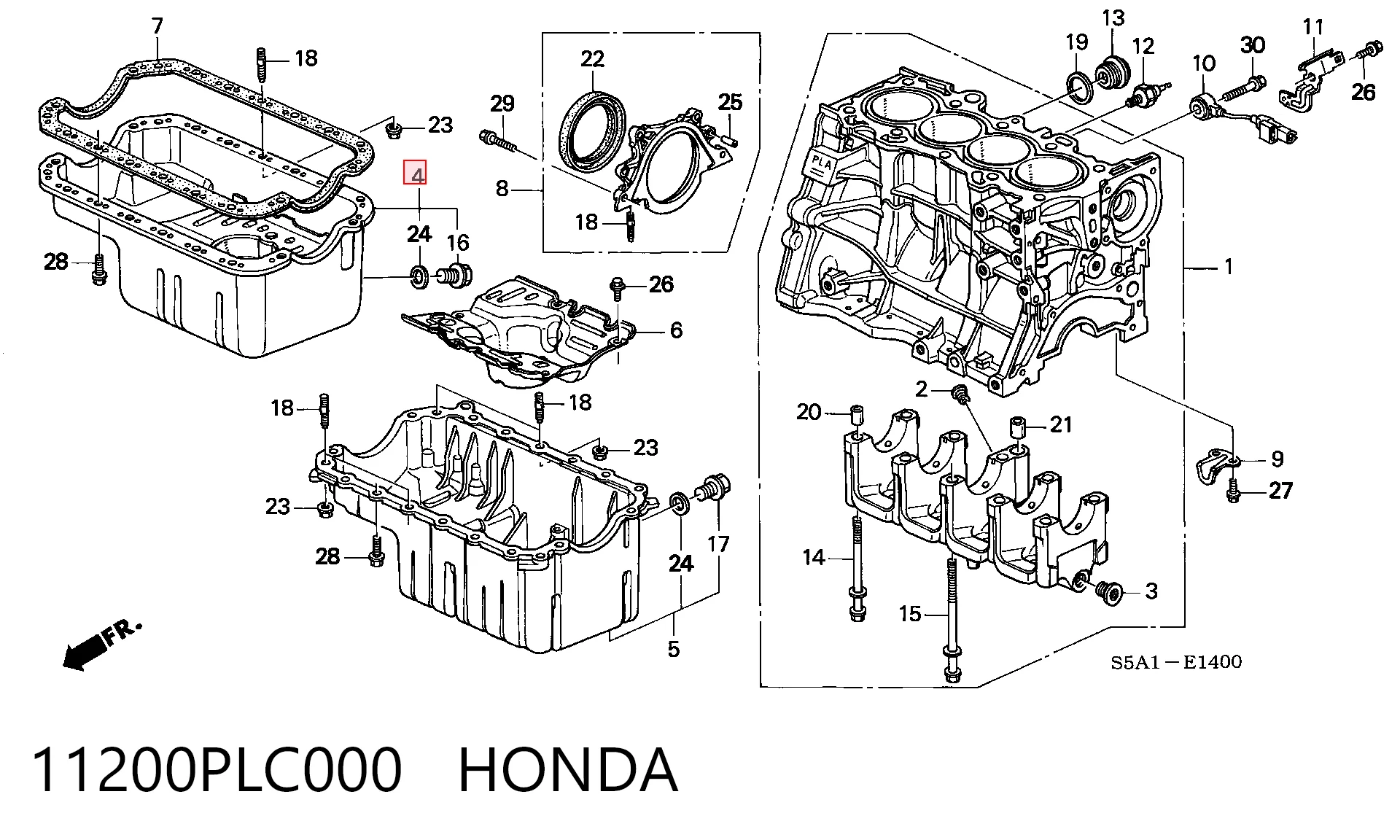Do koszyka Miska olejowa silnika Honda Civic VII EU, EP, EV