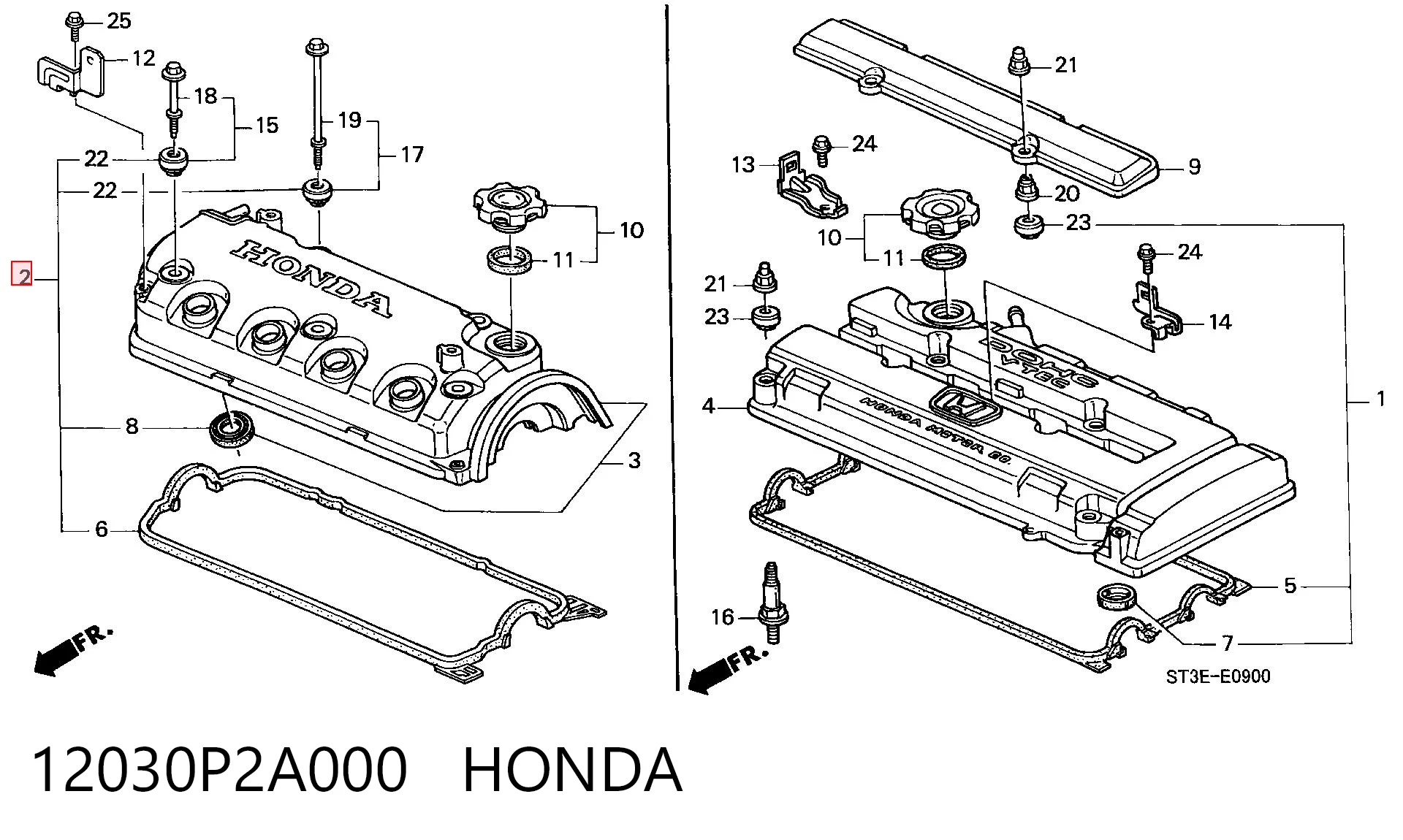 12030P2A000 Honda Uszczelka pokrywy zaworowej silnika, zestaw