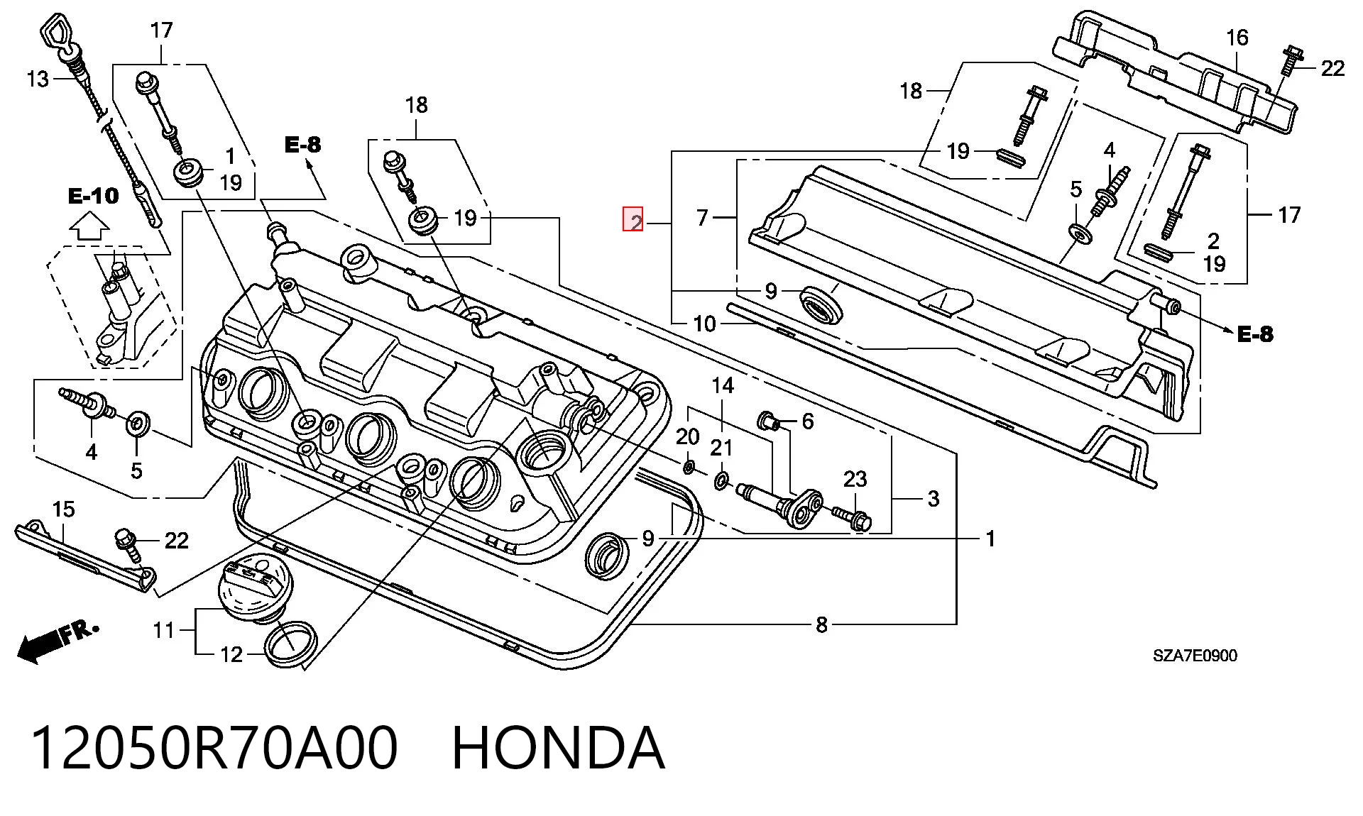 12050R70A00 Honda Uszczelka pokrywy zaworowej prawa