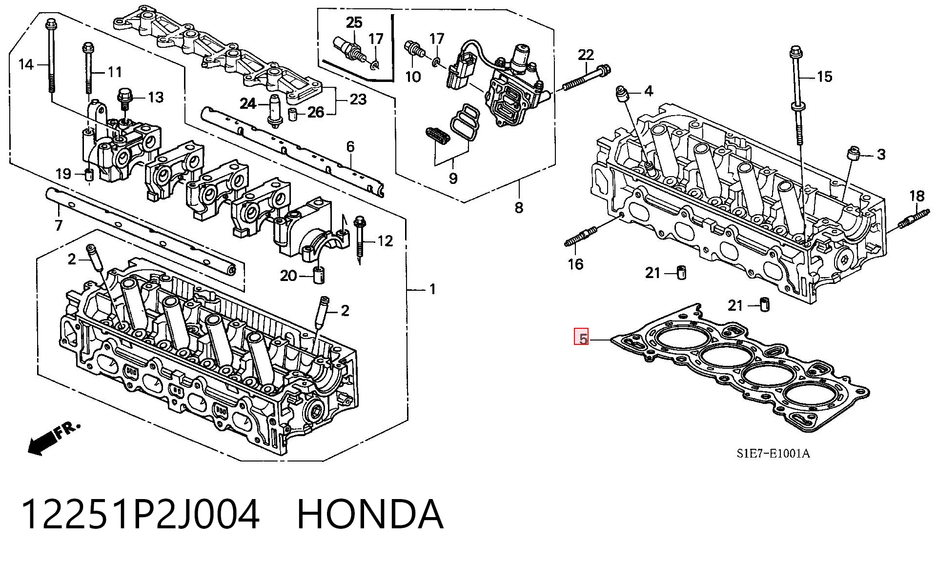 12251P2J004 Honda Uszczelka głowicy cylindrów