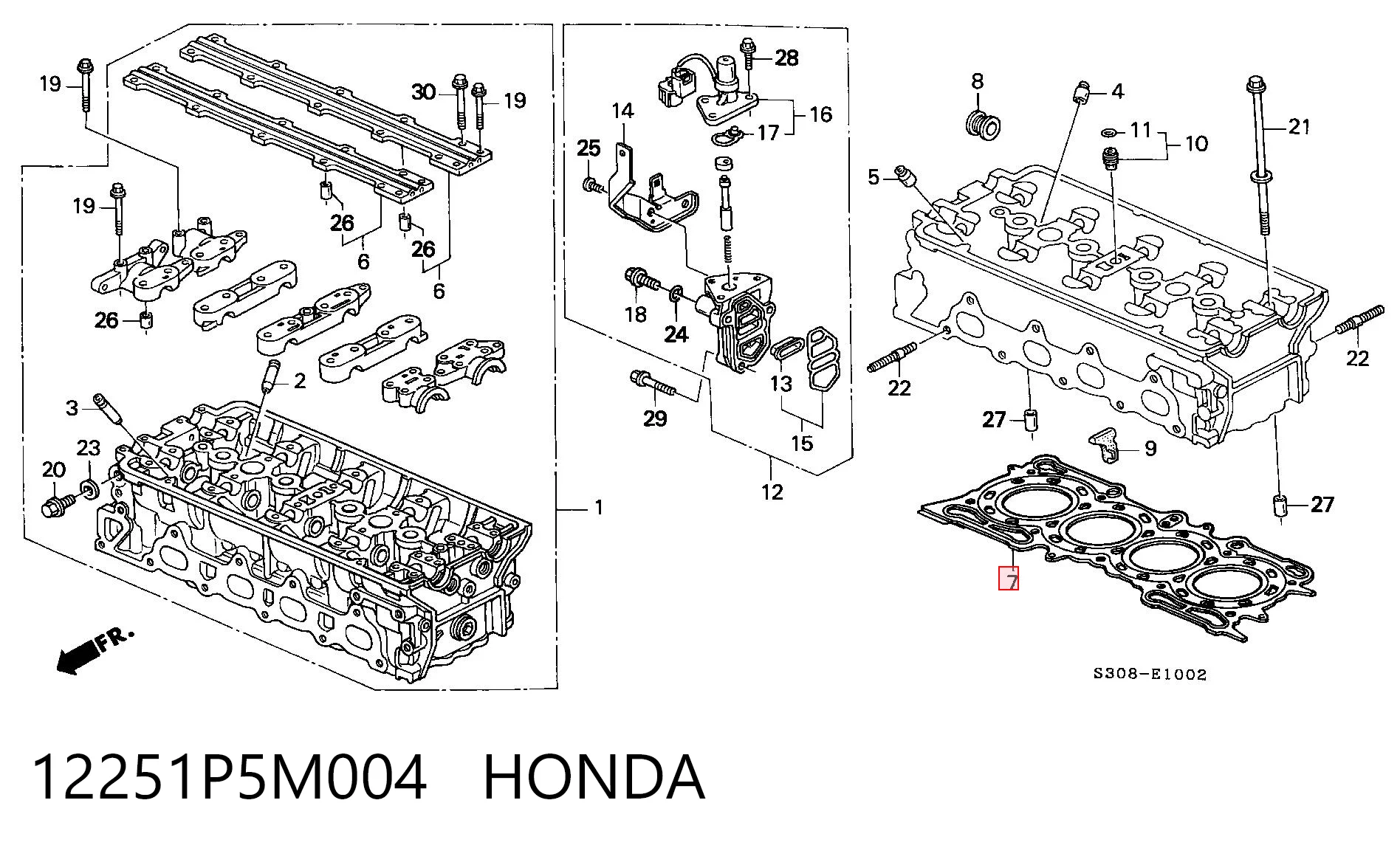 12251P5M004 Honda Uszczelka głowicy cylindrów