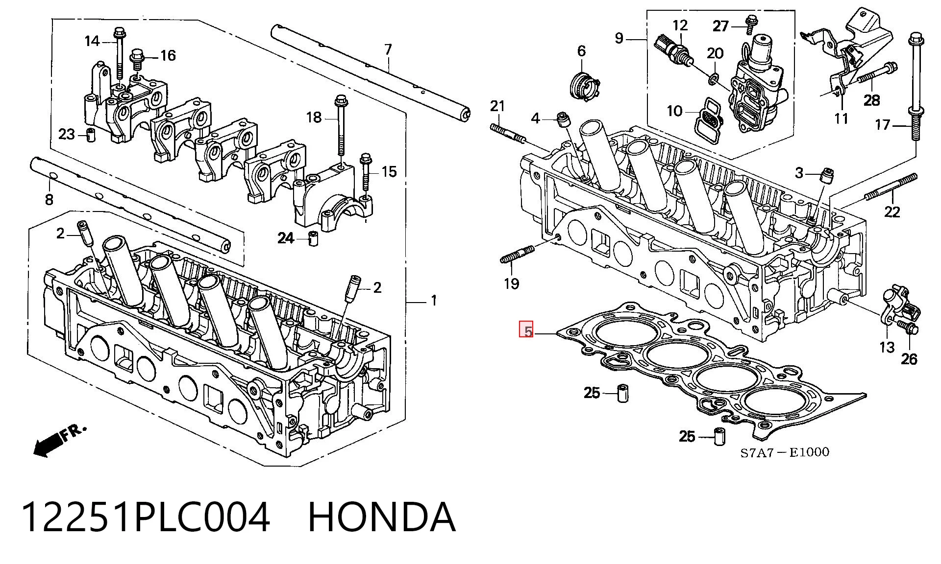 12251PLC004 Honda Uszczelka głowicy cylindrów