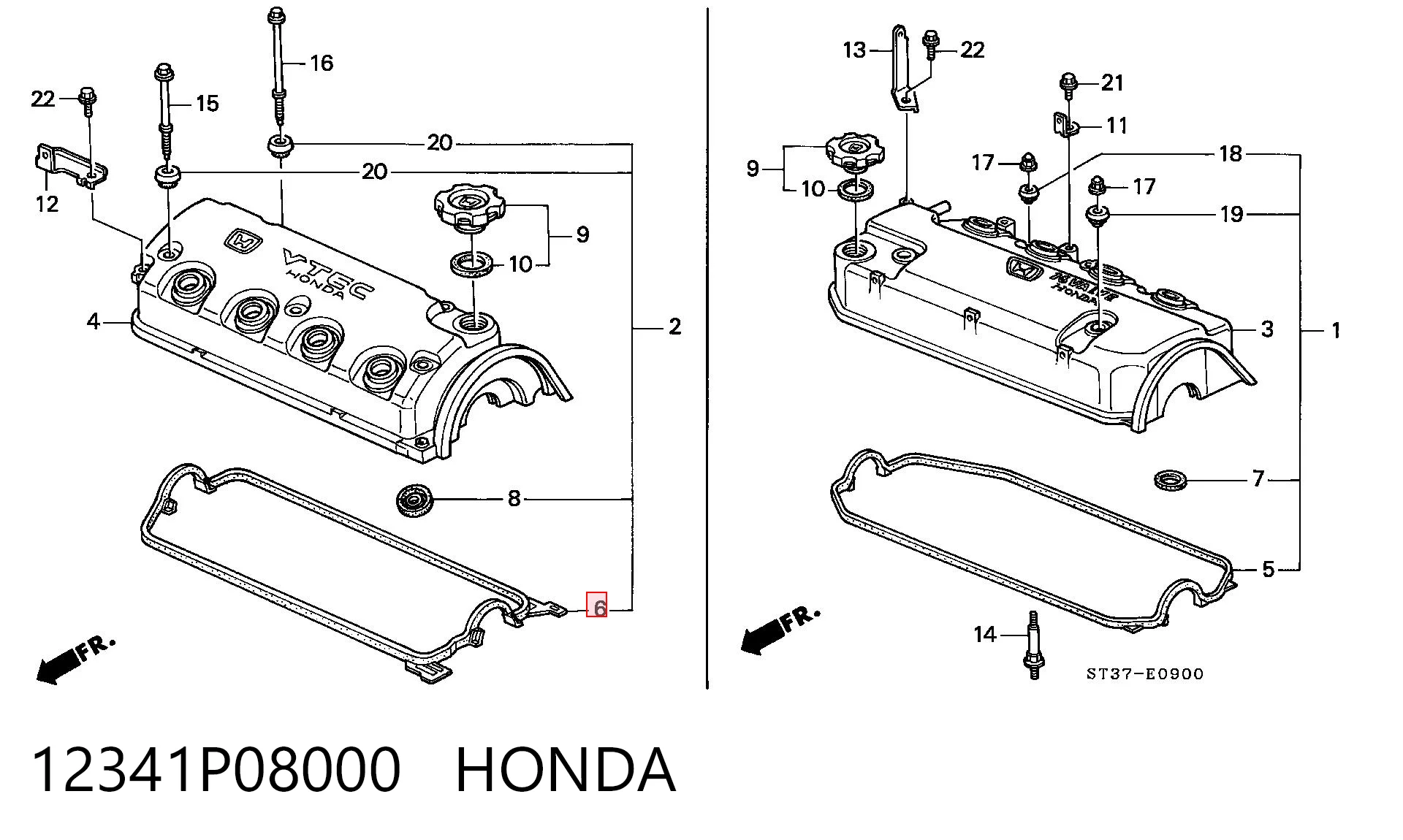  Uszczelka pokrywy zaworowej silnika Honda Civic 6